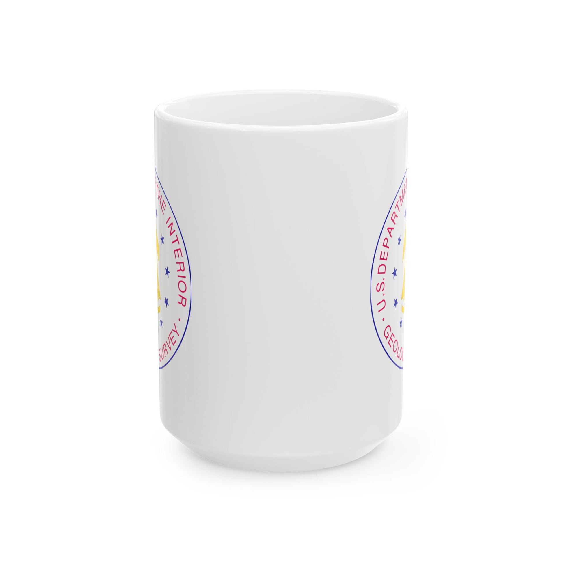 US Department of the Interior Geological Survey Coffee Mug - Double Sided Print, White Ceramic, 15oz by TheGlassyLass.com