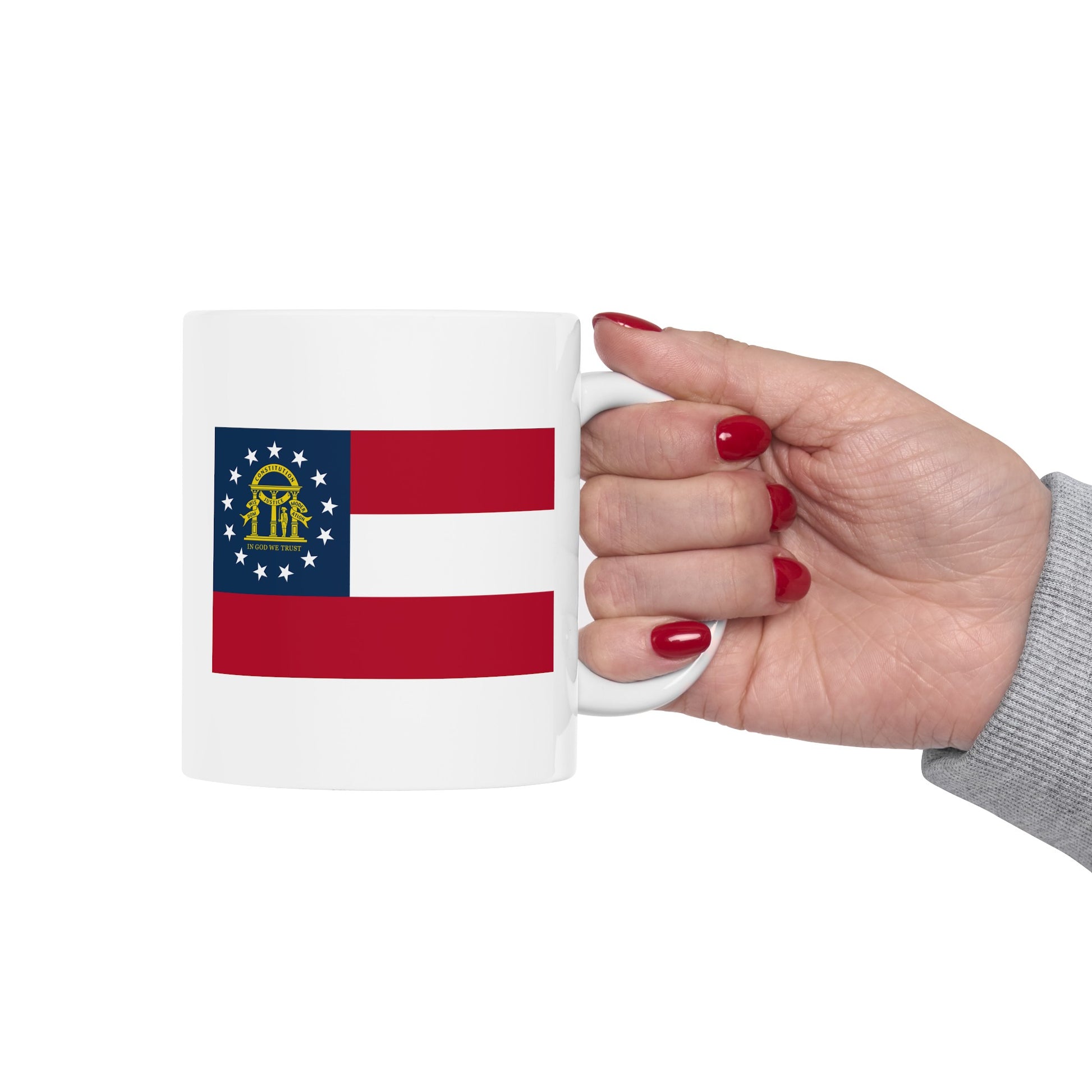 Georgia State Flag - Double Sided White Ceramic Coffee Mug 11oz by TheGlassyLass.com