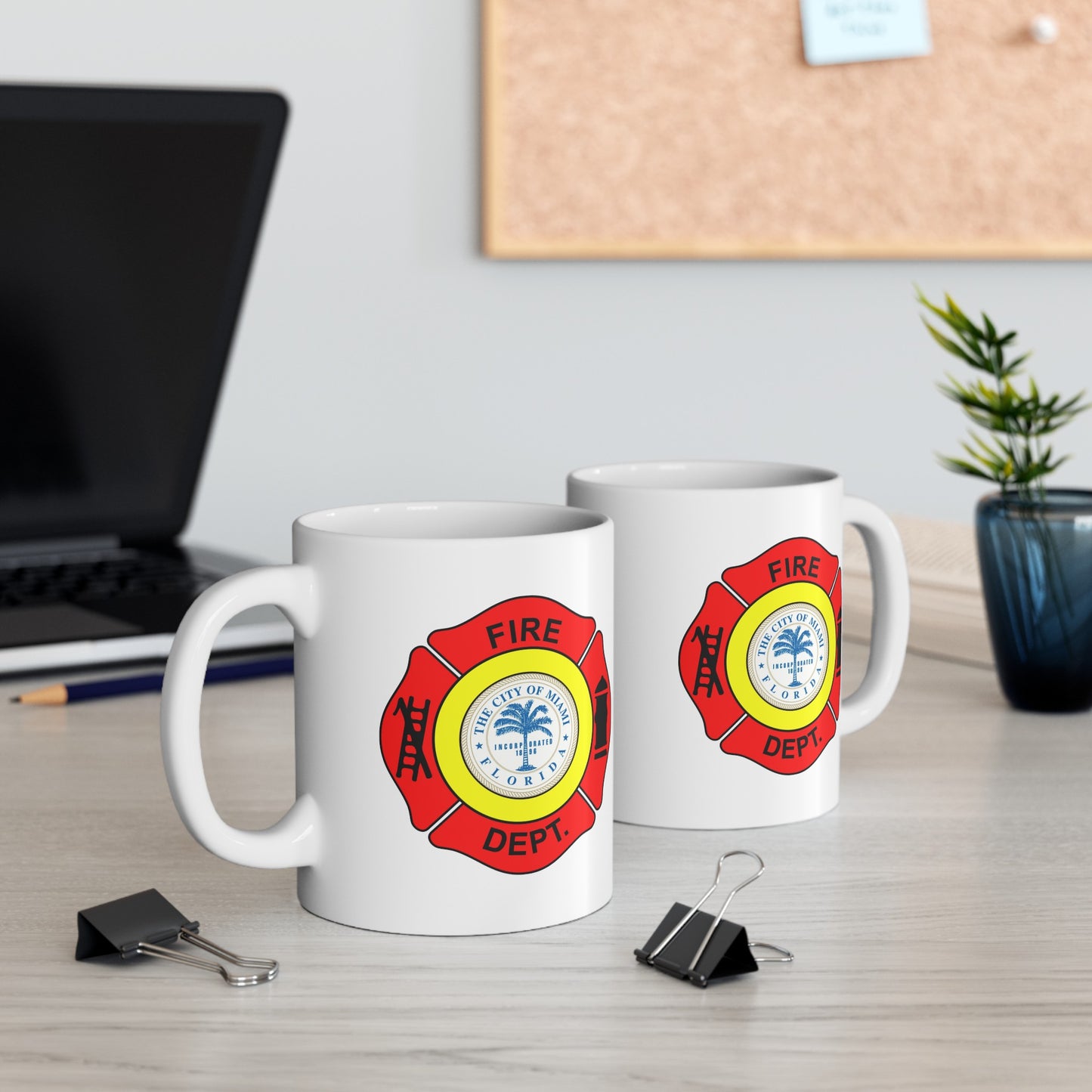 Miami Fire Department Coffee Mug - Double Sided Print White Ceramic 11oz by TheGlassyLass.com