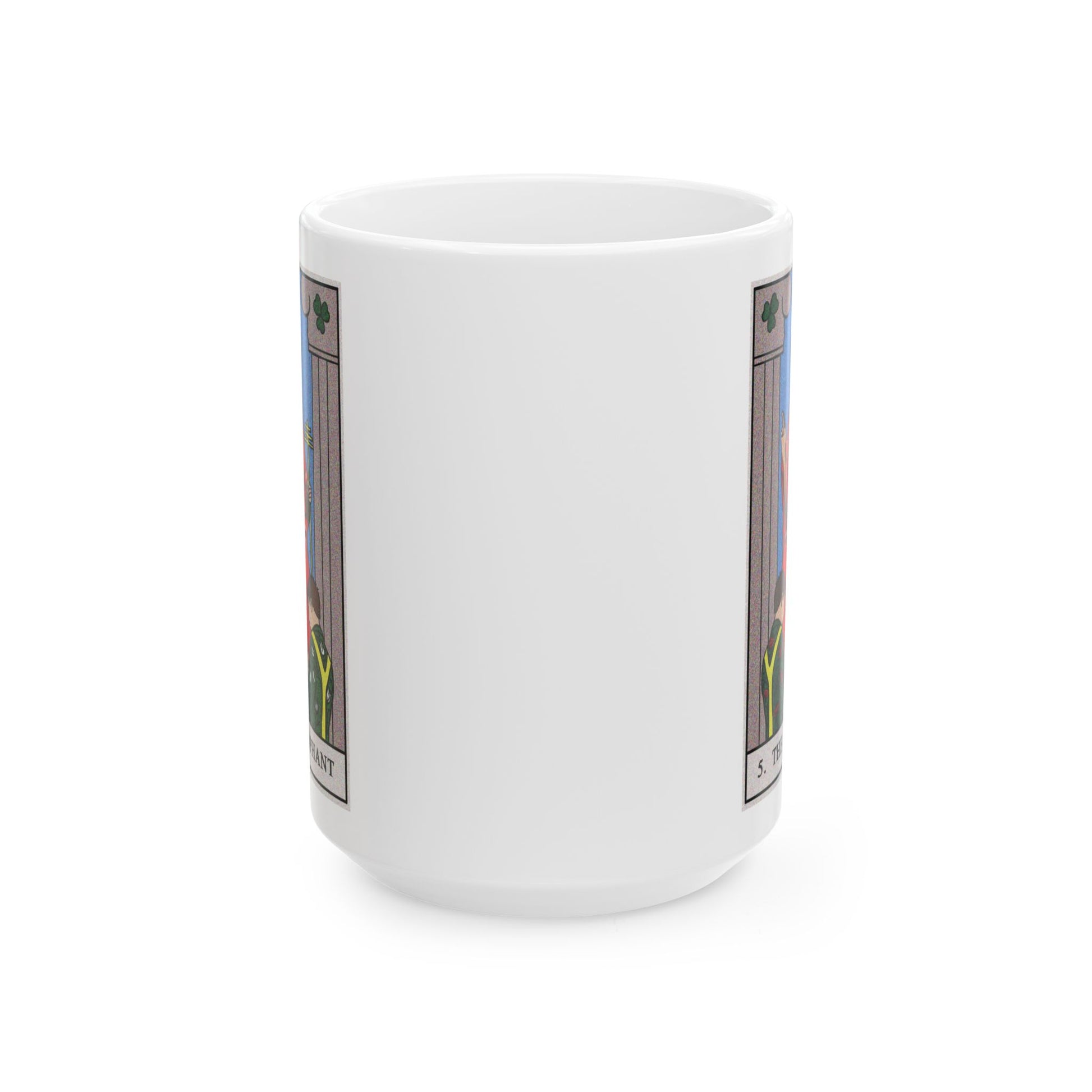 The Hierophant Tarot Card Coffee Mug - Double Sided White Ceramic 15oz by TheGlassyLass.com