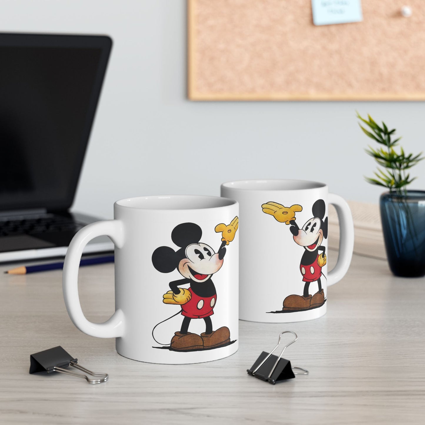 Original Mickey Mouse Coffee Mug - Double Sided White Ceramic 11oz by TheGlassyLass.com