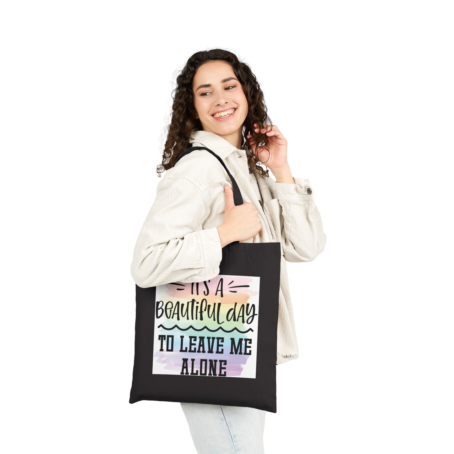 Leave Me Alone Logo Tote Bag - Heavyweight 100% Cotton Canvas by TheGlassyLass.com