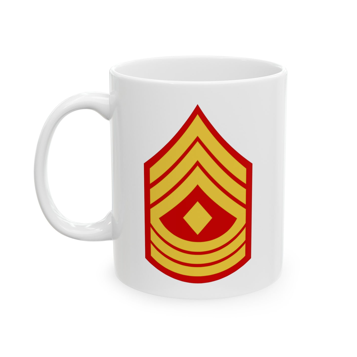 United States Marine Corps First Sergeant (E-8) Chevron Coffee Mug - Double Sided White Ceramic 11oz - by TheGlassyLass.com