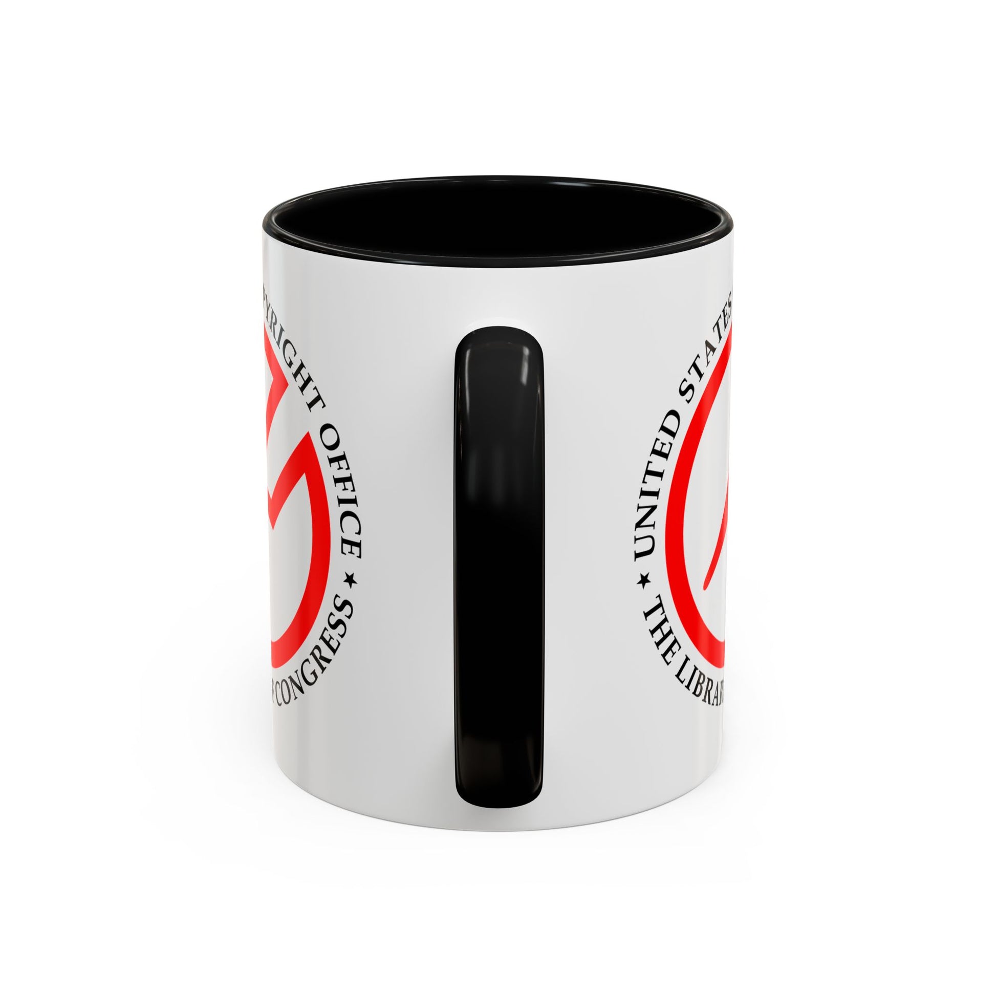 United State Copyright Office Coffee Mug - Double Sided Print, Black Accent White Ceramic, 11oz by TheGlassyLass.com