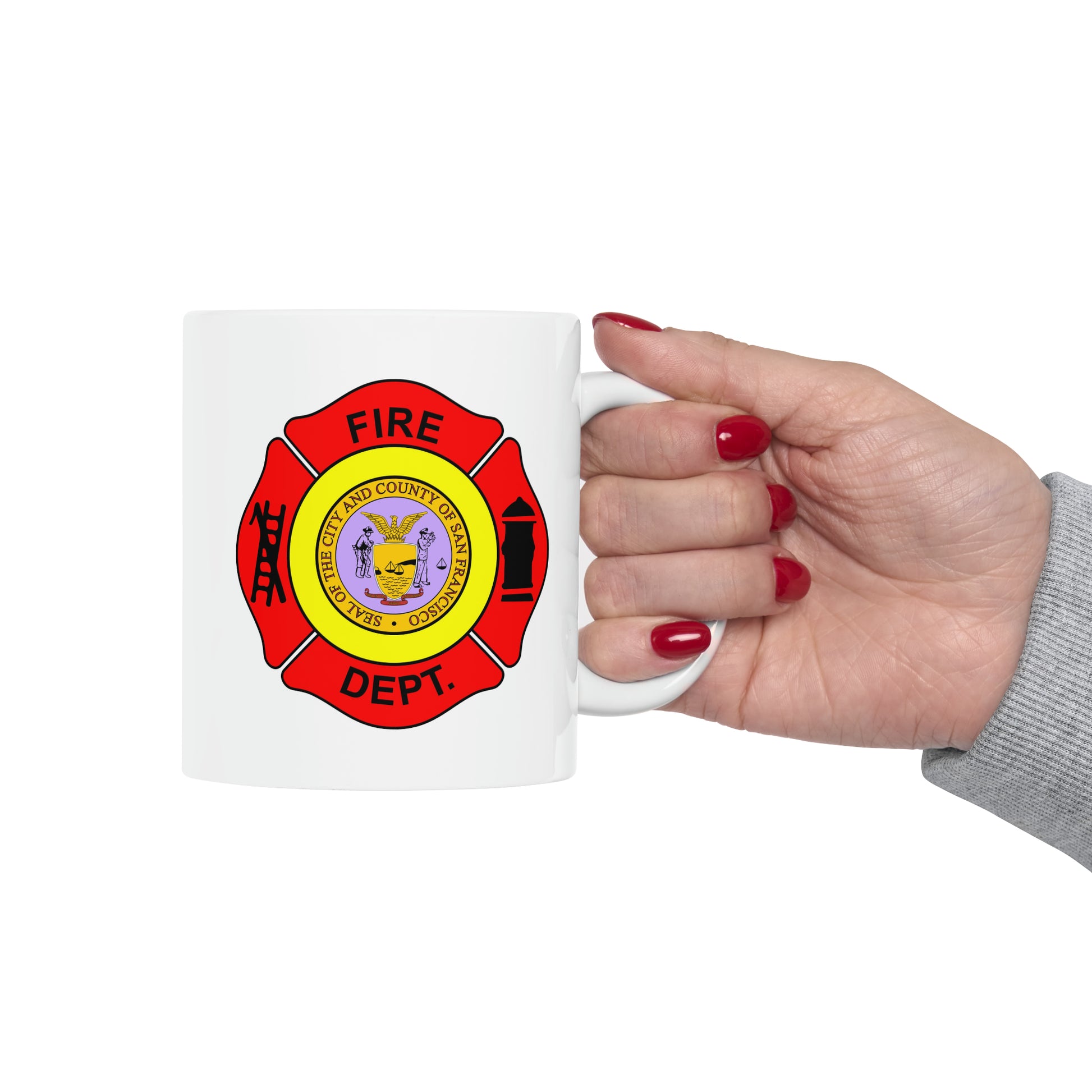 San Francisco Fire Department Coffee Mug - Double Sided White Ceramic 11oz by TheGlassyLass.com