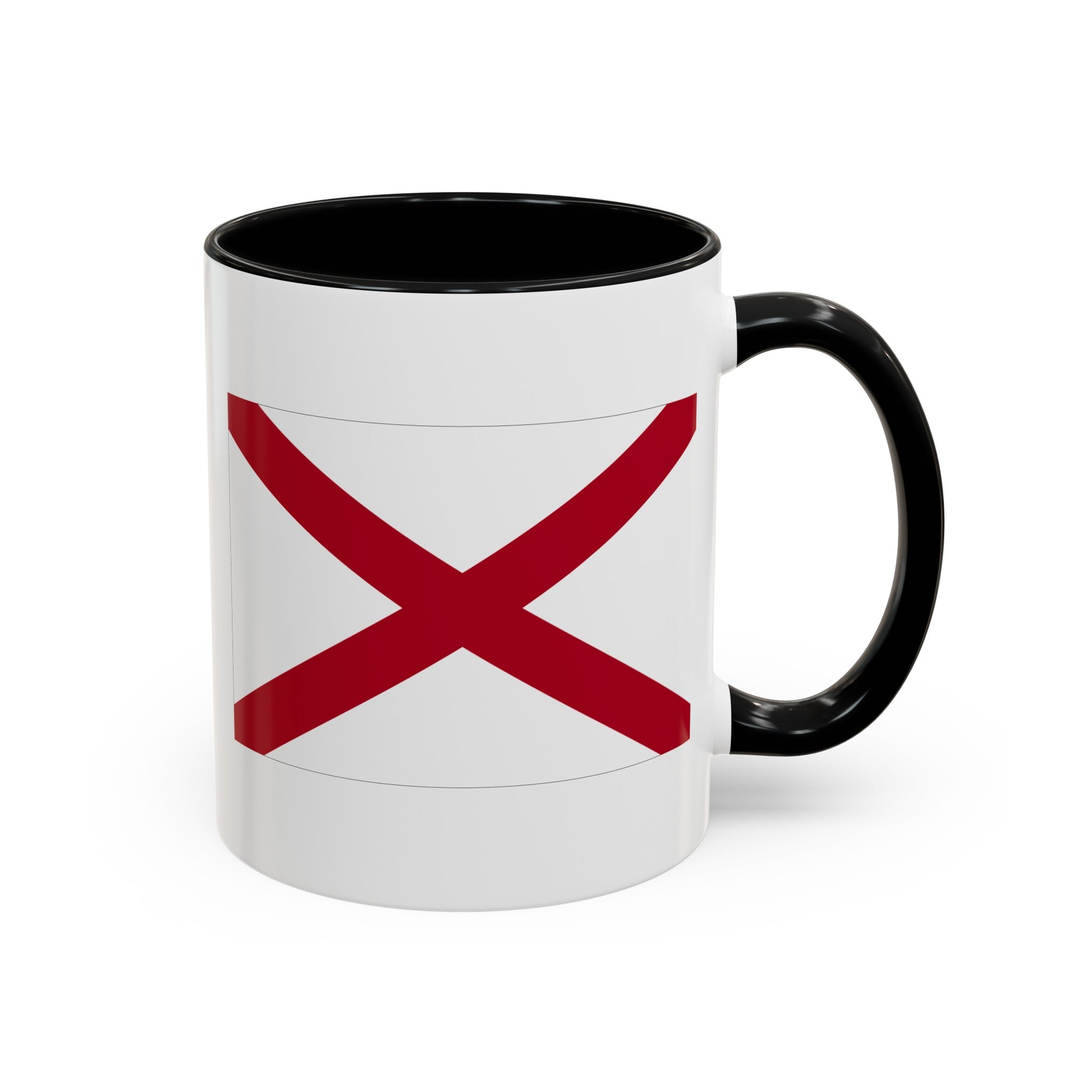 Alabama State Flag - Double Sided Black Accent White Ceramic Coffee Mug 11oz by TheGlassyLass.com