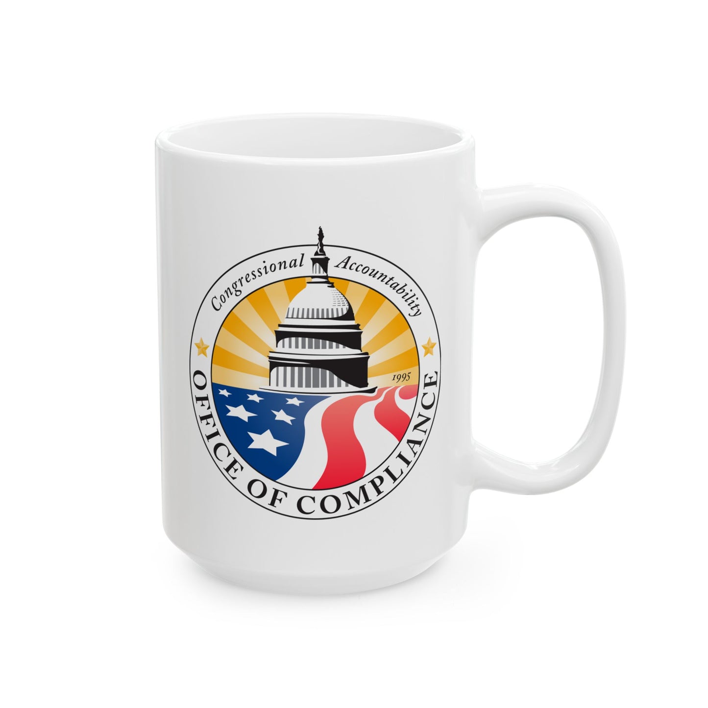 Congressional Accountability Office of Compliance Coffee Mug - Double Sided Print, White Ceramic, 15oz by TheGlassyLass