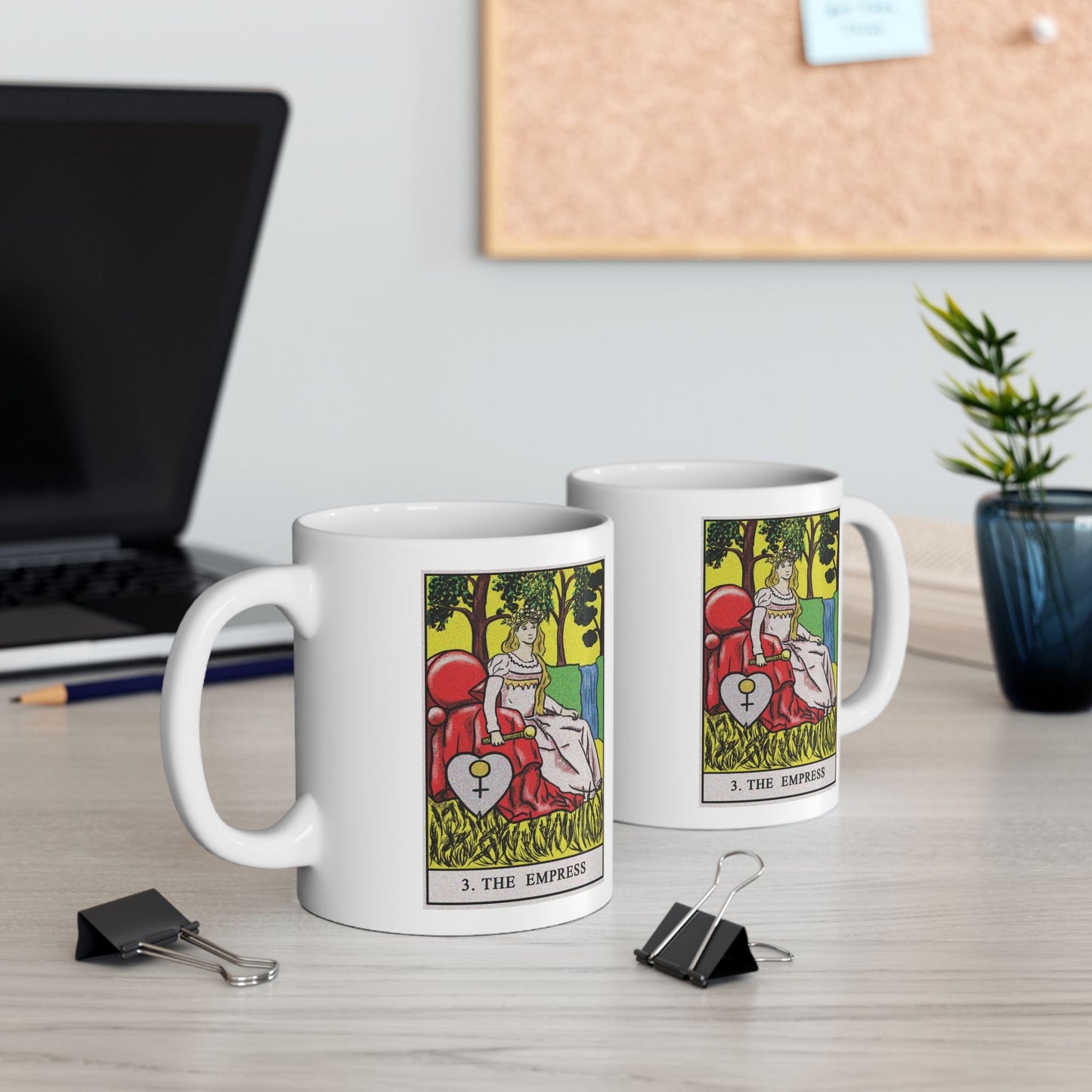 The Empress Tarot Card Coffee Mug - Double Sided Print, White Ceramic, 11oz by TheGlassyLass