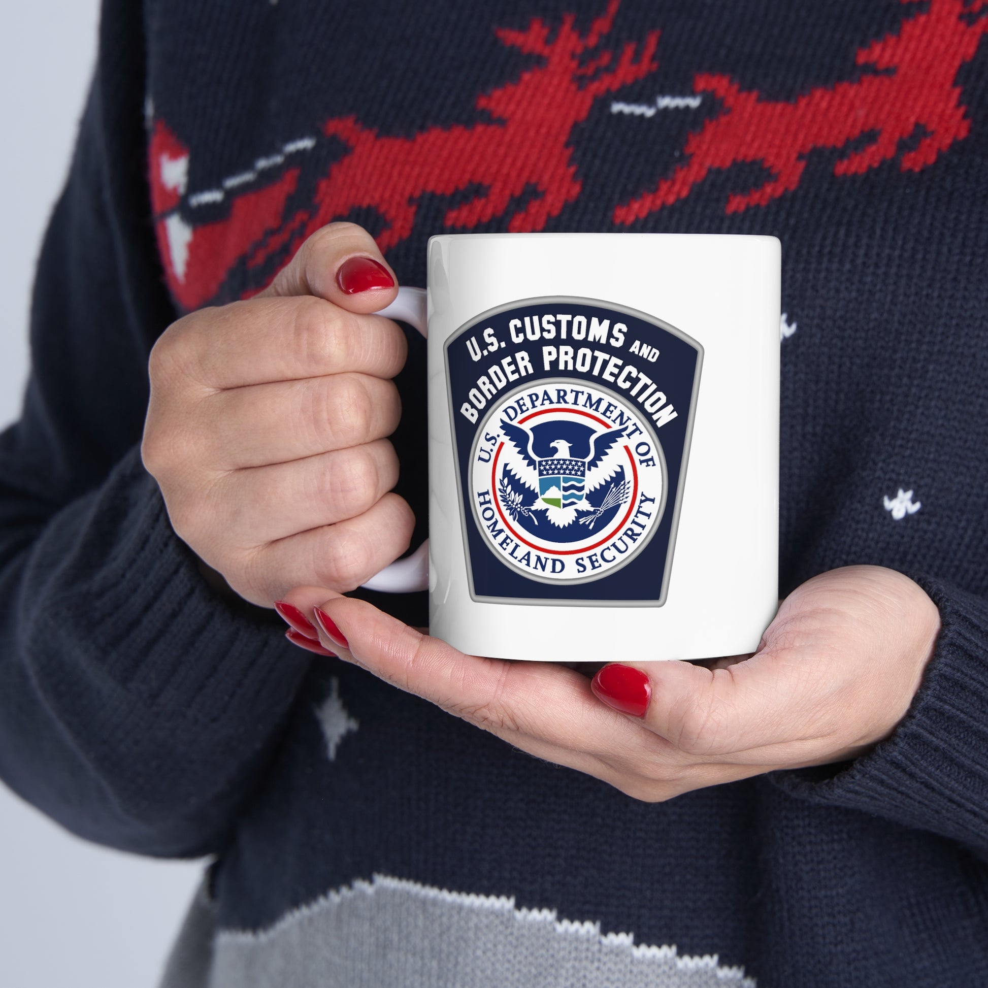 US Customs and Border Protection Coffee Mug - Double Sided White Ceramic 11oz by TheGlassyLass.com
