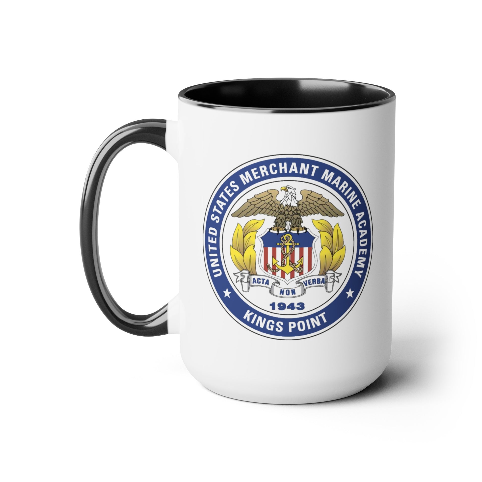 US Merchant Marine Academy Coffee Mug - Double Sided Black Accent White Ceramic 15oz by TheGlassyLass.com