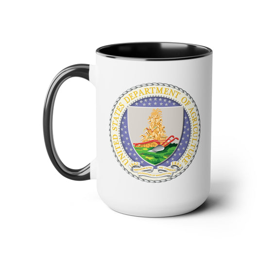 Department of Agriculture Coffee Mug - Double Sided Black Accent White Ceramic 15oz by TheGlassyLass.com