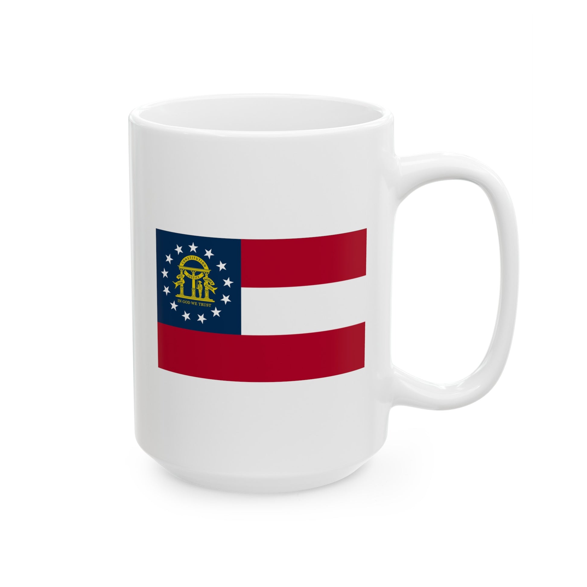 Georgia State Flag - Double Sided White Ceramic Coffee Mug 15oz by TheGlassyLass.com