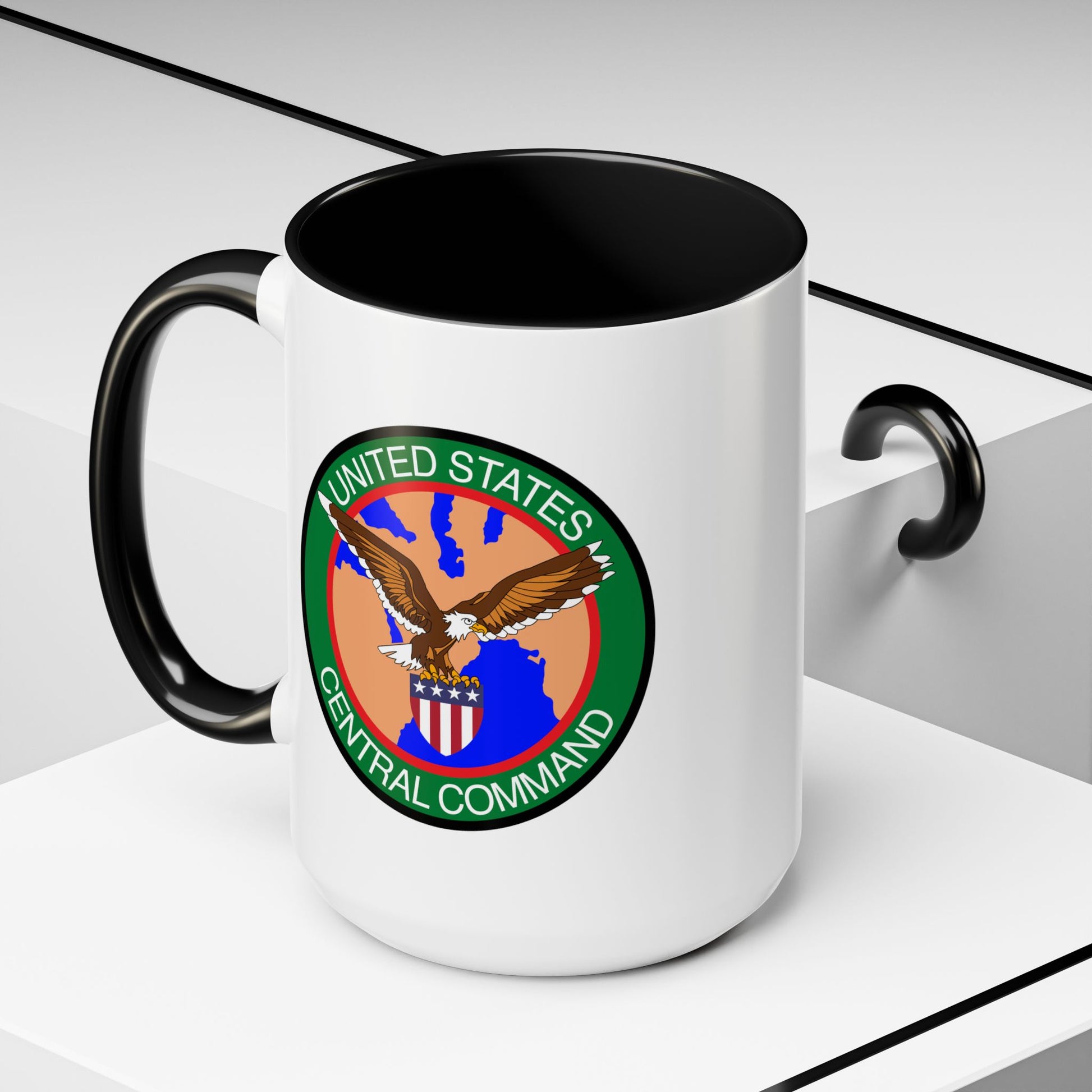 United States Central Command (CENTCOM) Coffee Mug - Double Sided Black Accent White Ceramic 15oz by TheGlassyLass.com