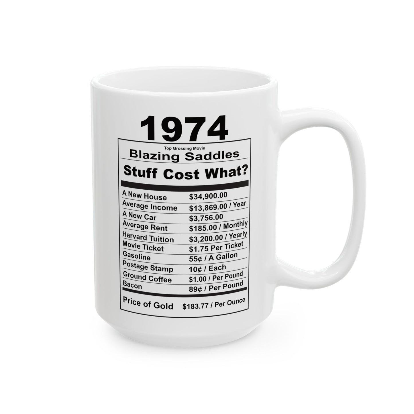 Keepin it Real Since 1974 Coffee Mug - Double Sided Print, White Ceramic, 15oz by TheGlassyLass.com