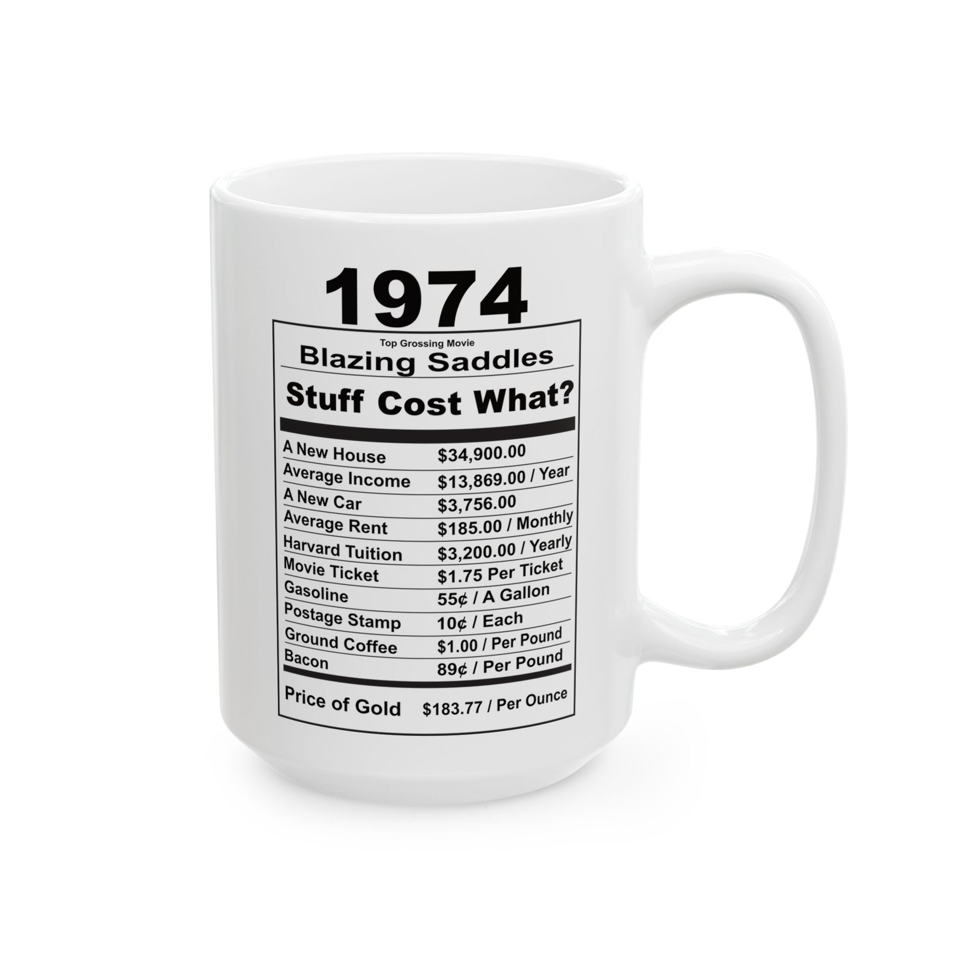 Keepin it Real Since 1974 Coffee Mug - Double Sided Print, White Ceramic, 15oz by TheGlassyLass.com