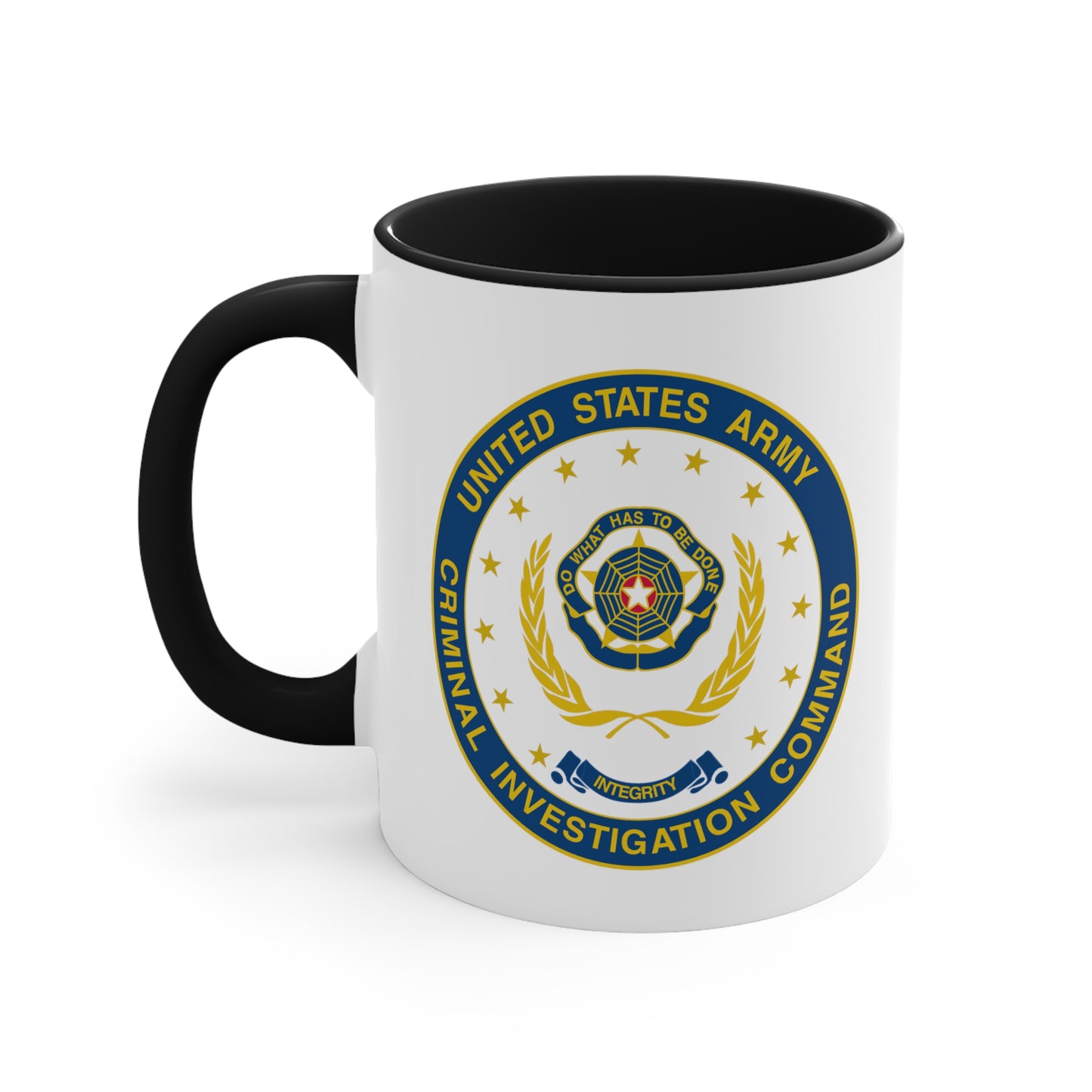 Army CIC Seal Coffee Mug - Double Sided Black Accent White Ceramic 11oz by TheGlassyLass.com