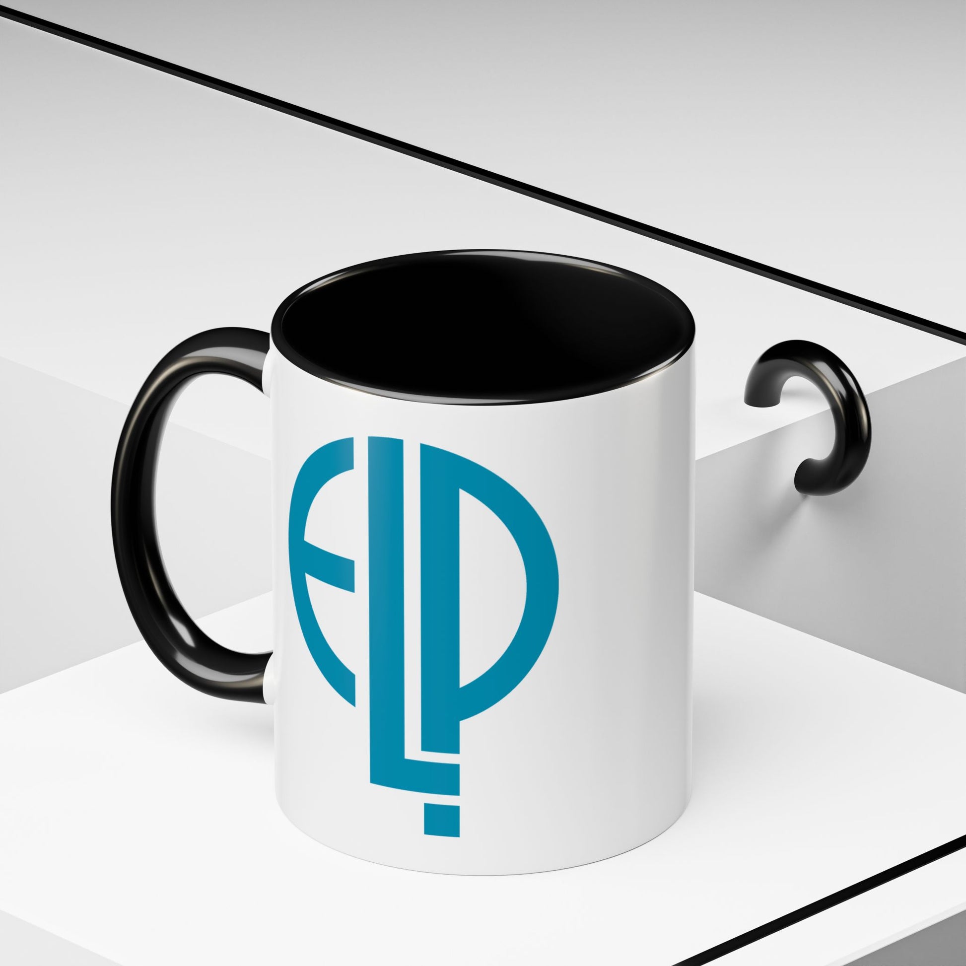 ELP Coffee Mug - Double Sided Black Accent White Ceramic 11oz by TheGlassyLass.com