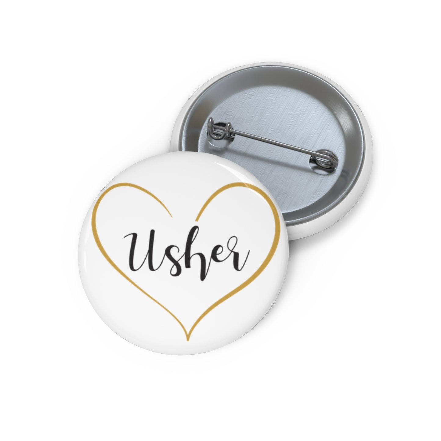 Usher Pin Button 1.25" Round | Wedding Party Design by Jan at TheGlassyLass.com