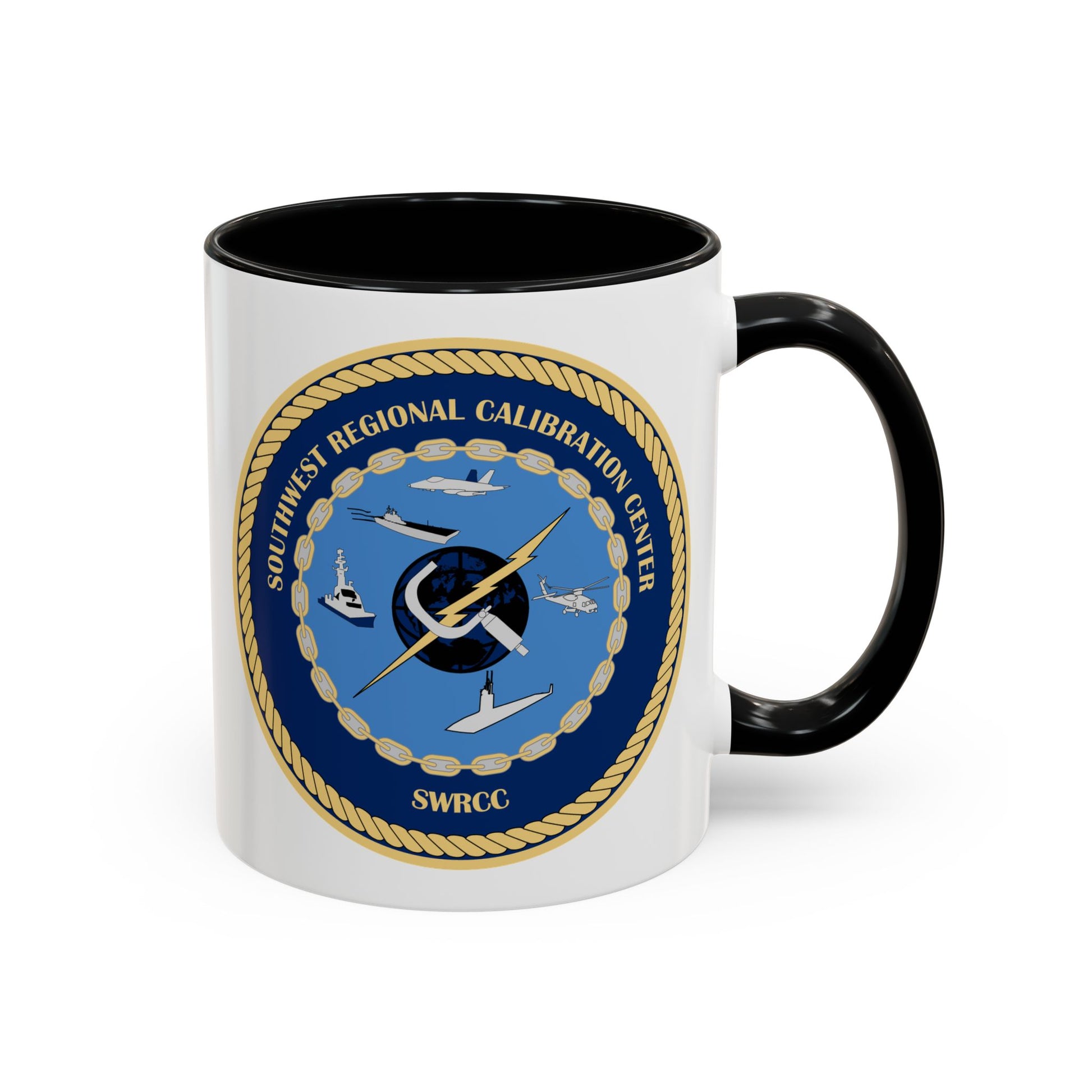 Southwest Regional Calibration Center Coffee Mug - Double Sided Black Accent White Ceramic 11oz by TheGlassyLass.com