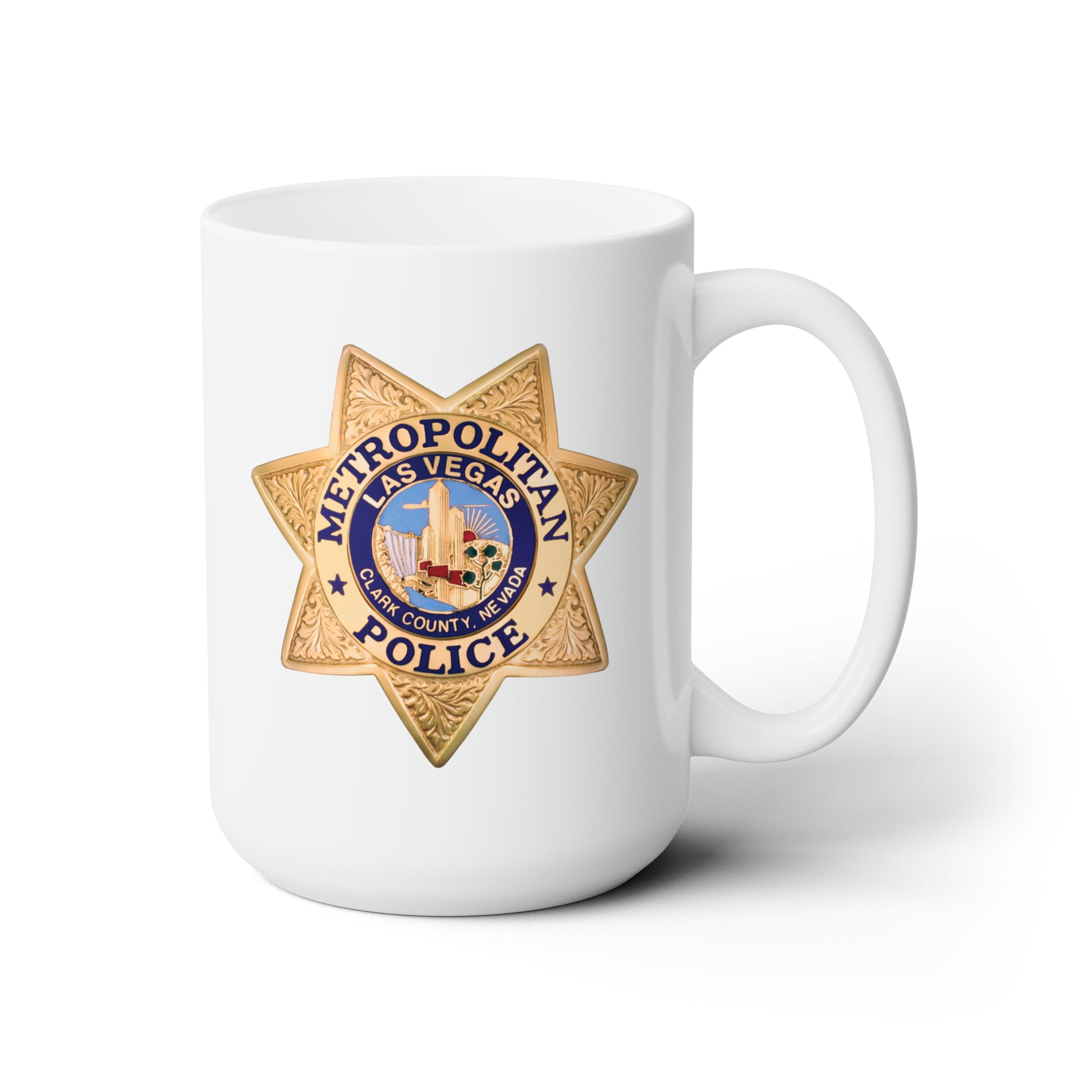 Las Vegas Metro Police Coffee Mug - Double Sided White Ceramic 15oz by TheGlassyLass.com