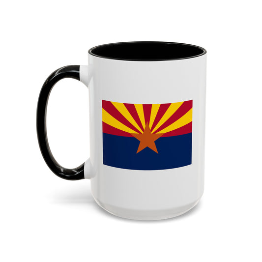 Arizona State Flag - Double Sided Black Accent White Ceramic Coffee Mug 15oz by TheGlassyLass.com