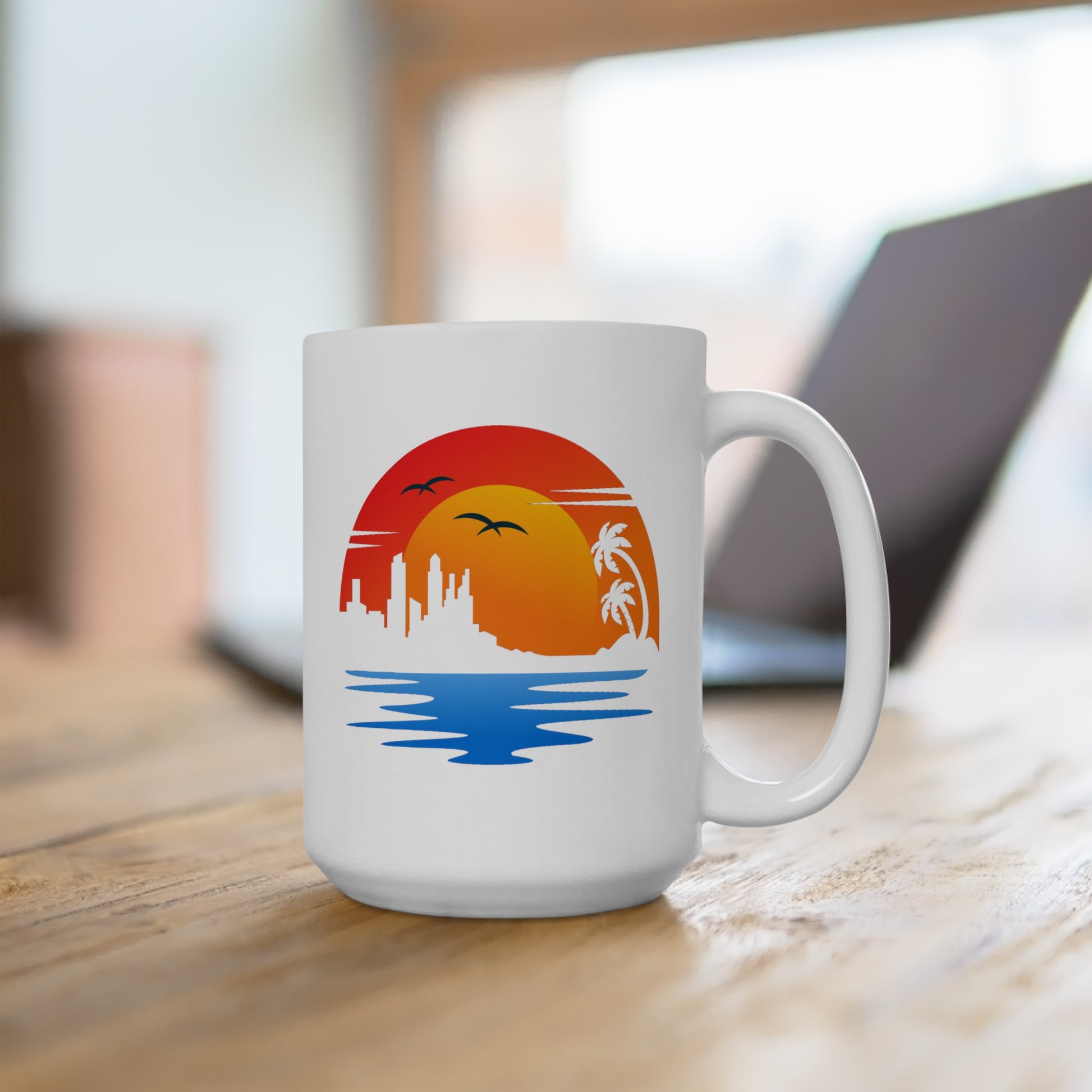 Life's a Beach Coffee Mug - Double Sided White Ceramic 15oz by TheGlassyLass.com