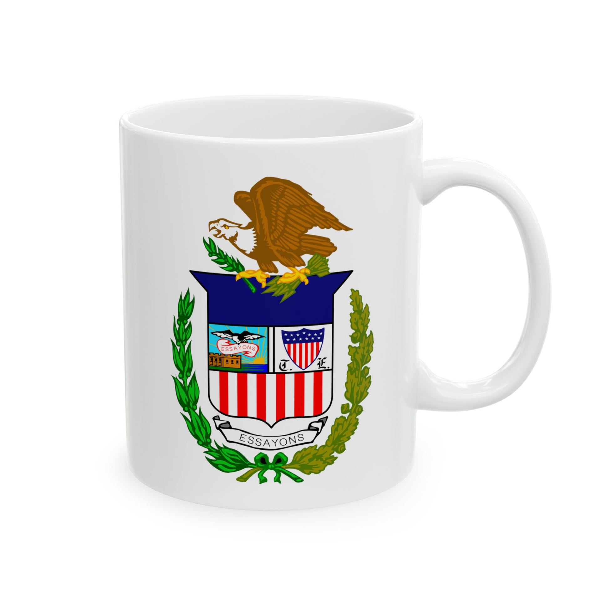 Army Corps of Engineers Coat of Arms Coffee Mug - Double Sided Print, White Ceramic, 11oz by TheGlassyLass.com