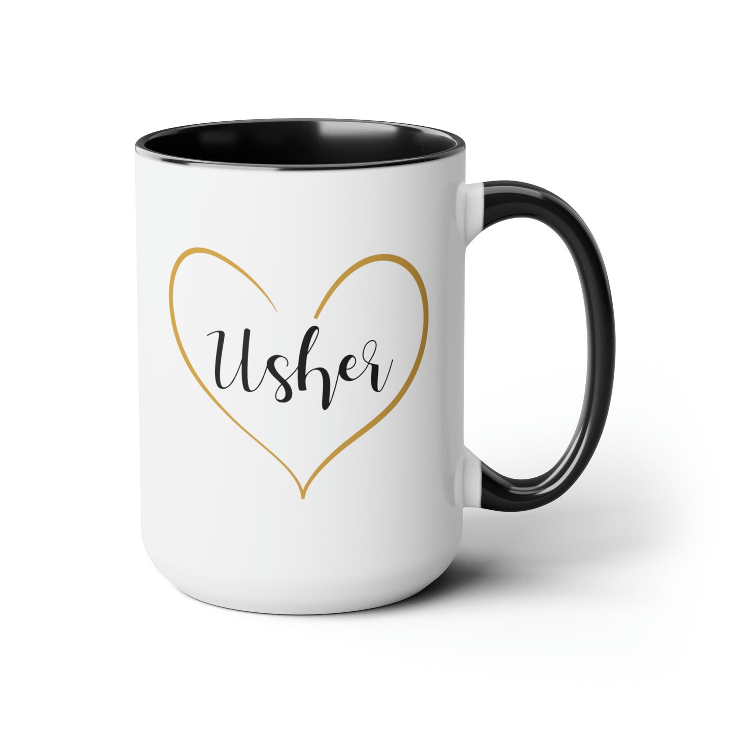 Usher Coffee Mug - Double Sided Black Accent Ceramic 15oz by TheGlassyLass.com