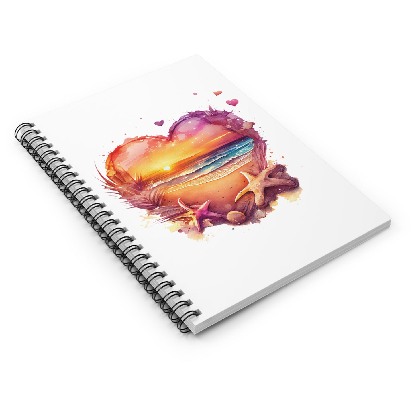 Beach Heart Sunset: Spiral Notebook - Log Books - Journals - Diaries - and More Custom Printed by TheGlassyLass