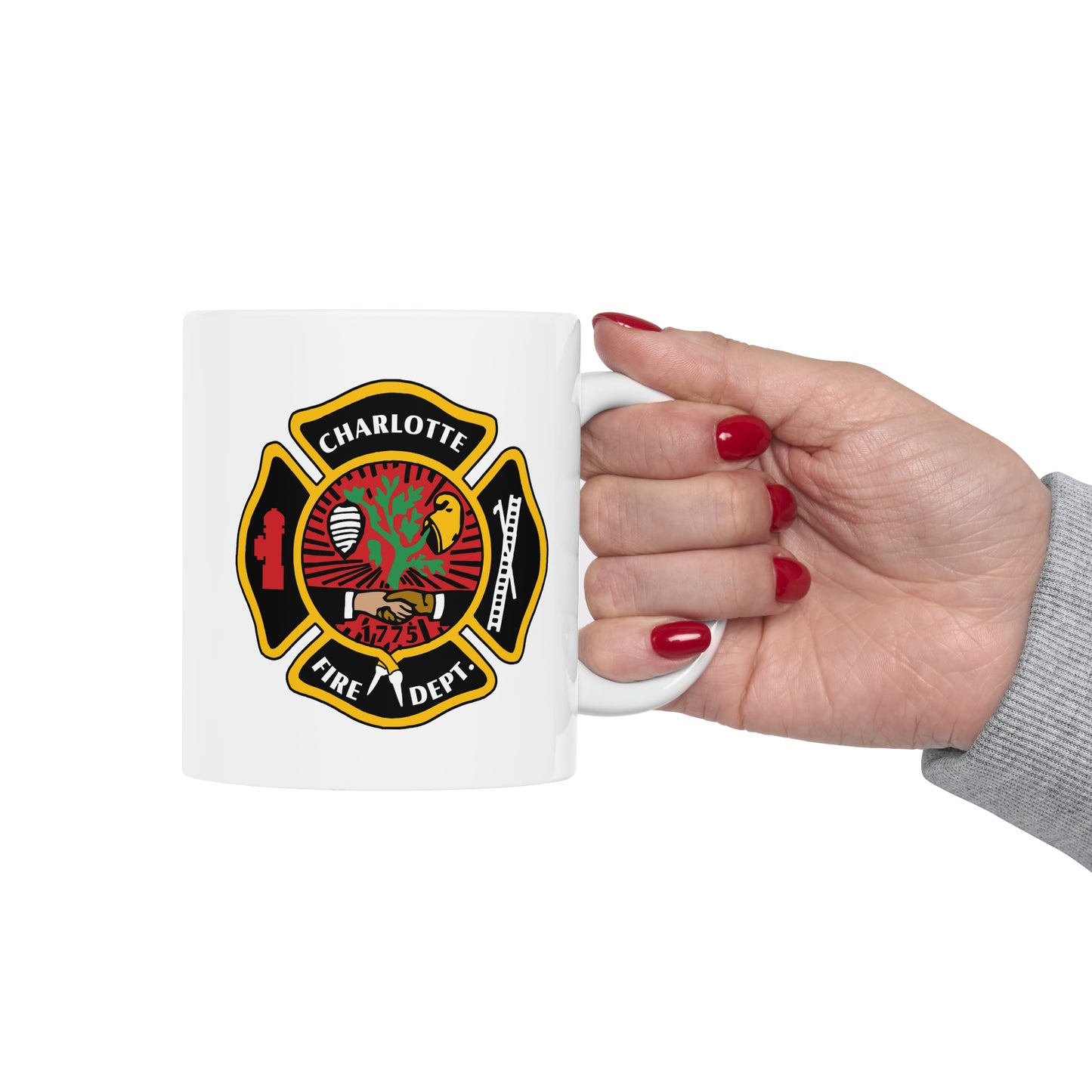 Charlotte Fire Department Coffee Mug - Double Sided White Ceramic 11oz by TheGlassyLass.com