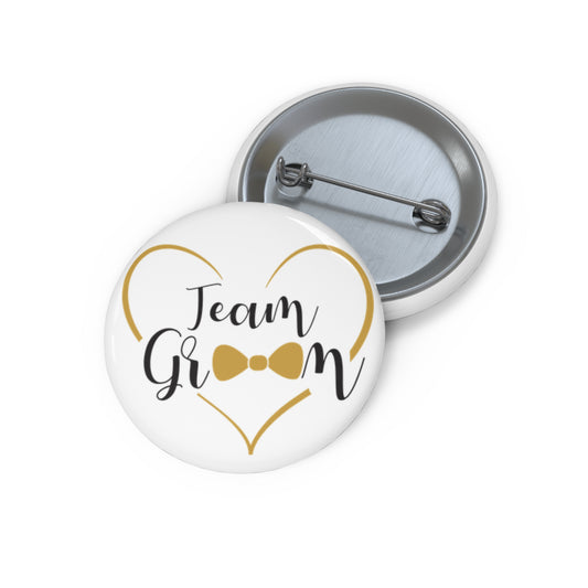 Team Groom Button 1.25" Round | Wedding Party Design by Jan at TheGlassyLass.com