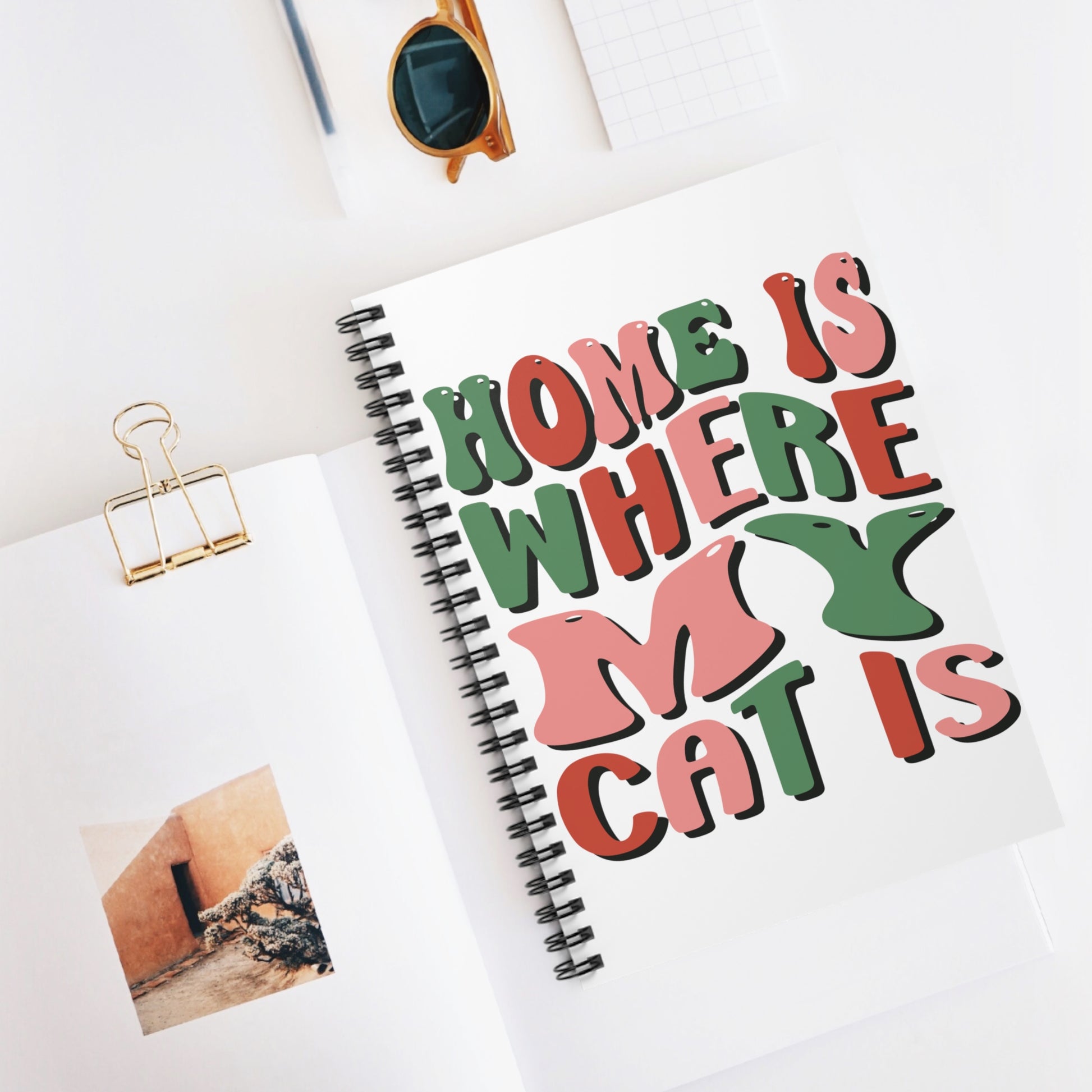 Home is Where My Cat: Spiral Notebook - Log Books - Journals - Diaries - and More Custom Printed by TheGlassyLass