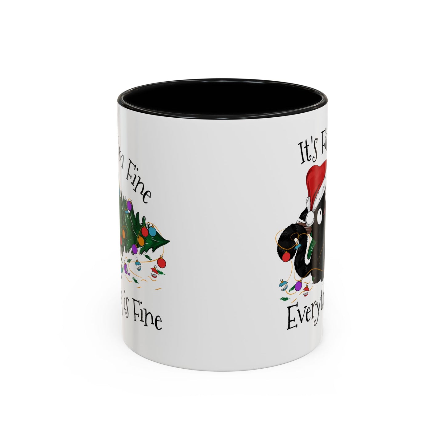 Everything is Fine Coffee Mug - Double Sided Black Accent White Ceramic 11oz by TheGlassyLass.com