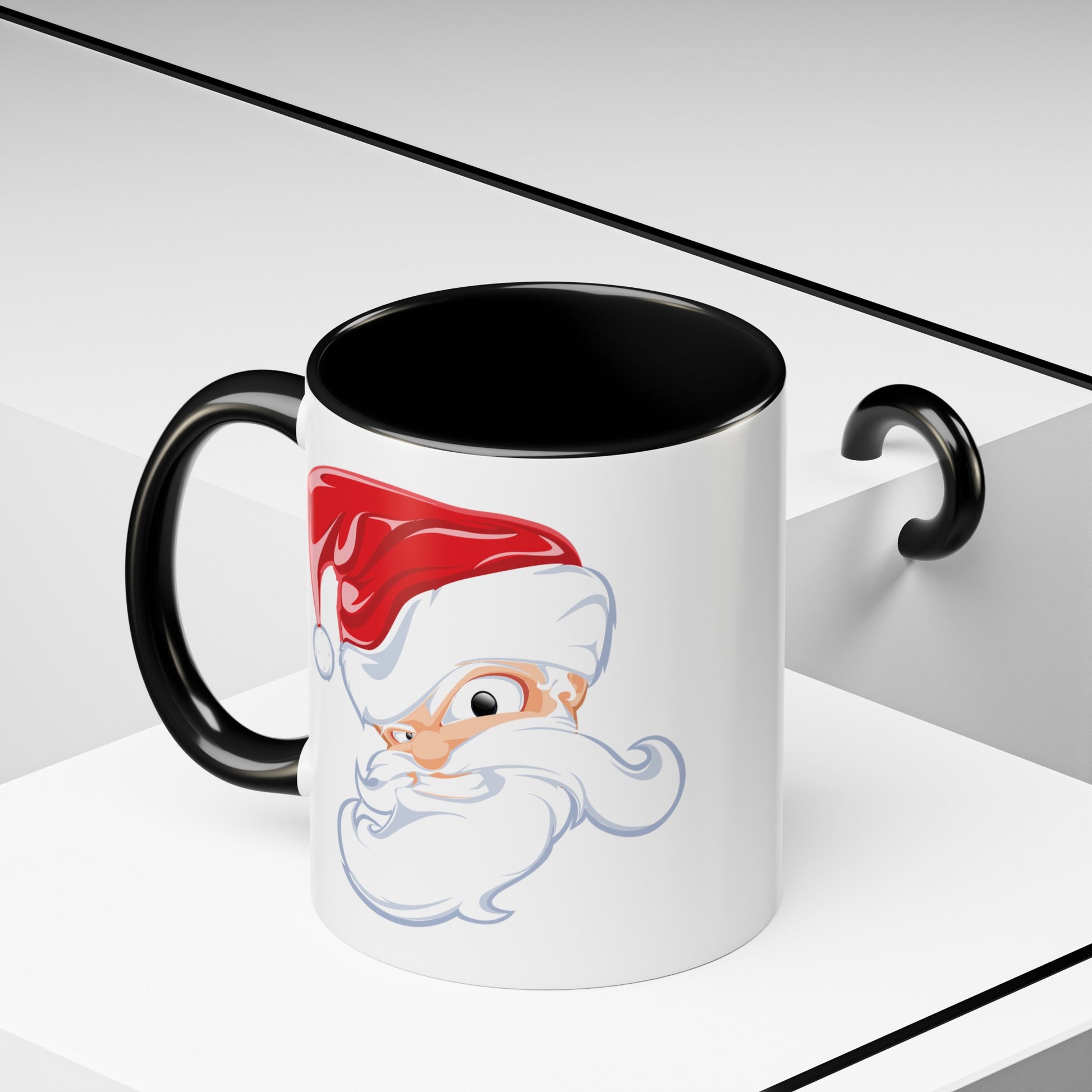 Angry Santa Christmas Coffee / Cocoa Mug - Double Sided Black Accent Ceramic 11oz - by TheGlassyLass.com