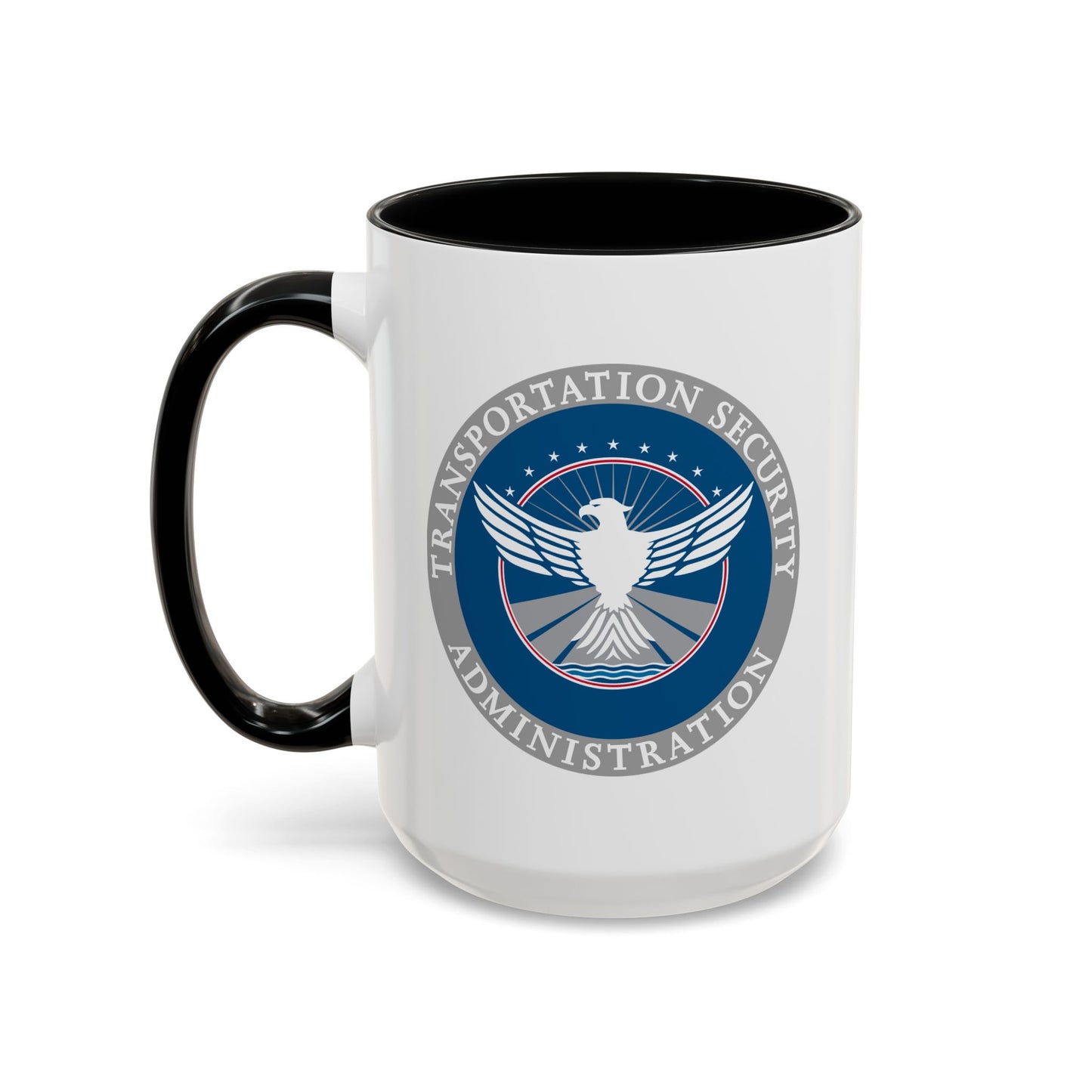 Transportation Security Administration Mug - Double Sided Print, Black Accent White Ceramic, 15oz by TheGlassyLass.com