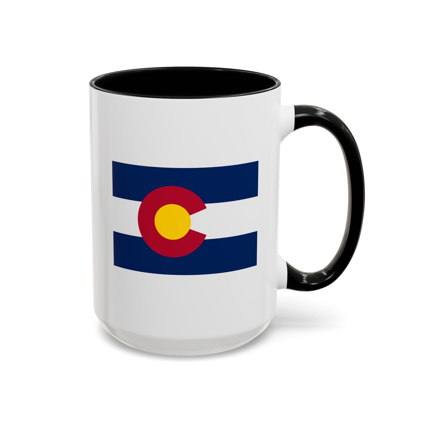 Colorado State Flag - Double Sided Black Accent White Ceramic Coffee Mug 15oz by TheGlassyLass.com