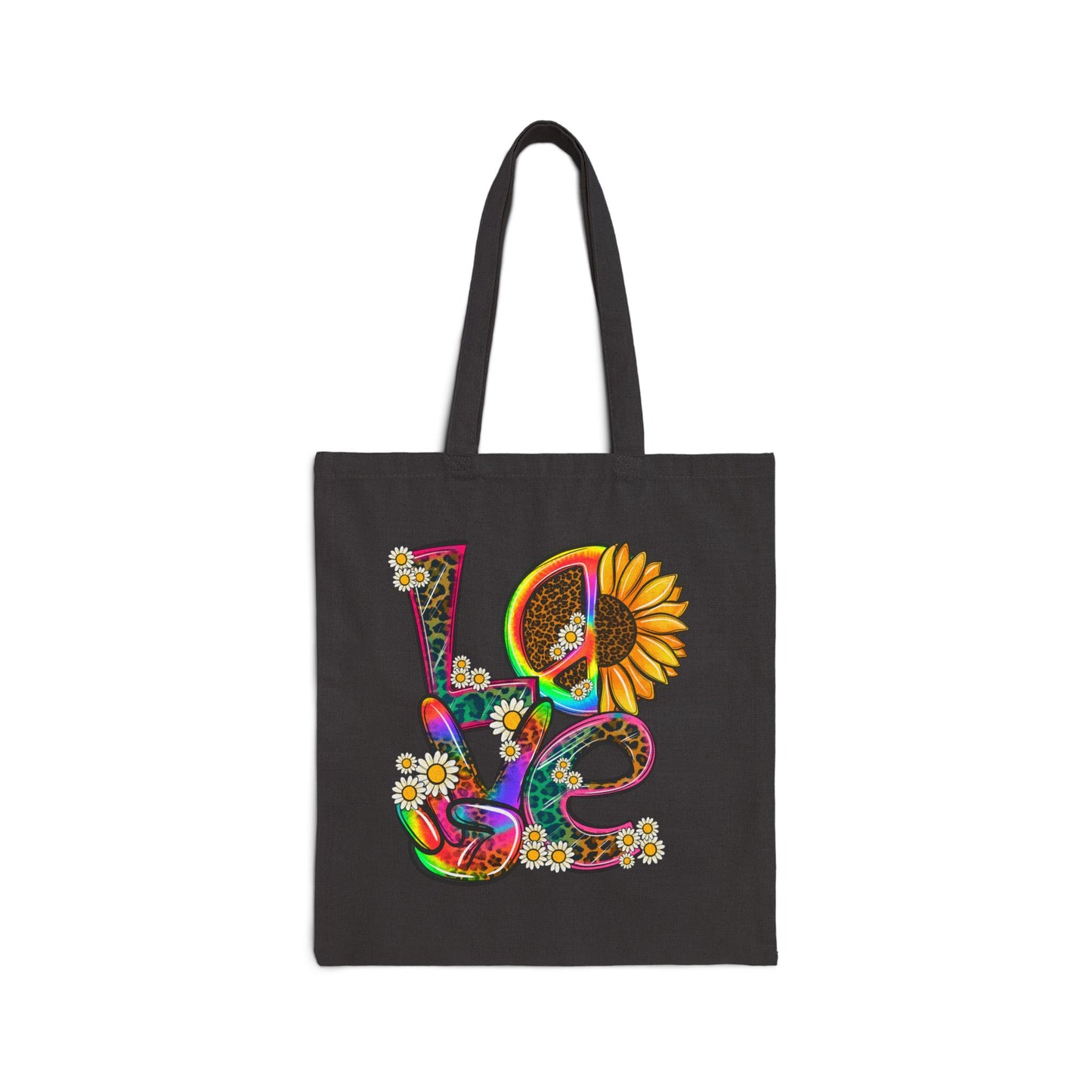 Flower Power LOVE Logo Tote Bag - Heavyweight 100% Cotton Canvas by TheGlassyLass.com