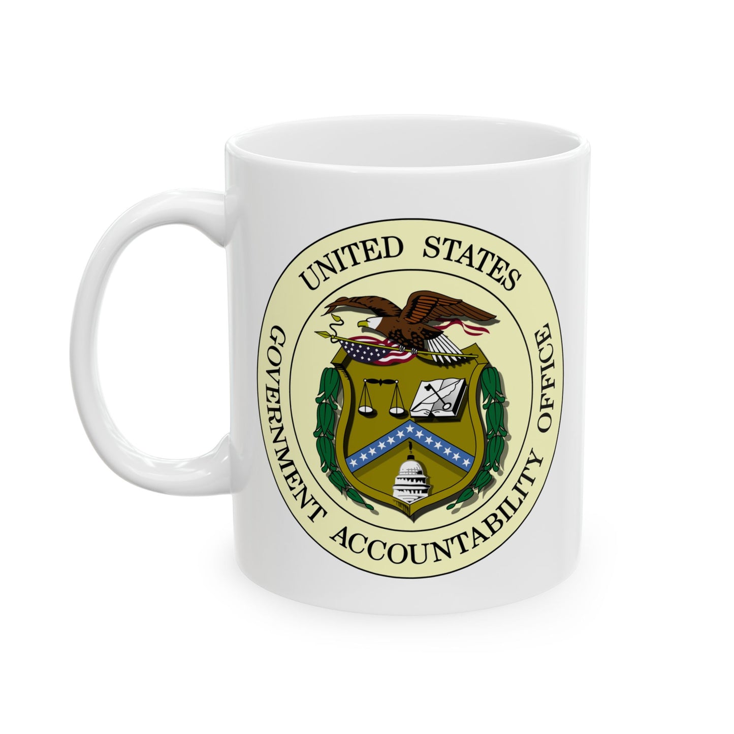 United States Government Accountability Seal Coffee Mug - Double Sided Print, White Ceramic, 11oz by TheGlassyLass.com
