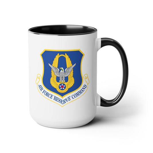 Air Force Reserve Command - Double Sided Black Accent White Ceramic Coffee Mug 15oz by TheGlassyLass.com