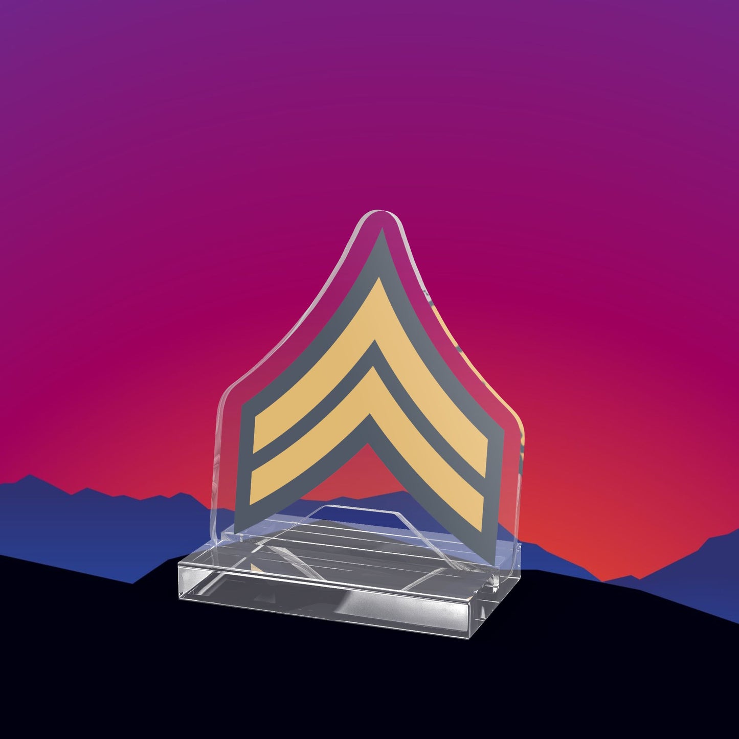 U.S. Army Corporal (E-4) Stripes Acrylic Standee by TheGlassyLass.com