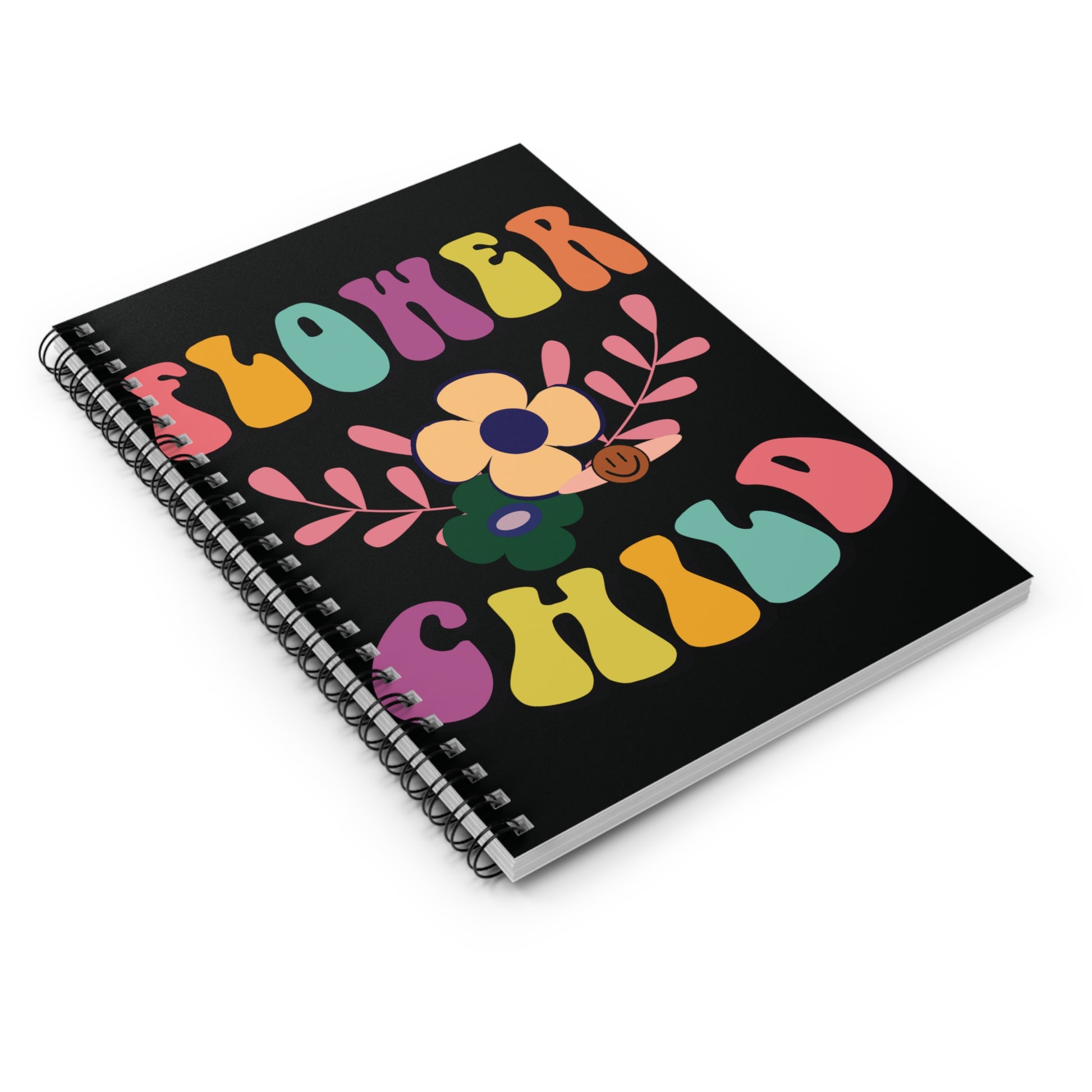 Flower Child: Black Spiral Notebook - Log Books - Journals - Diaries - and More Custom Printed by TheGlassyLass