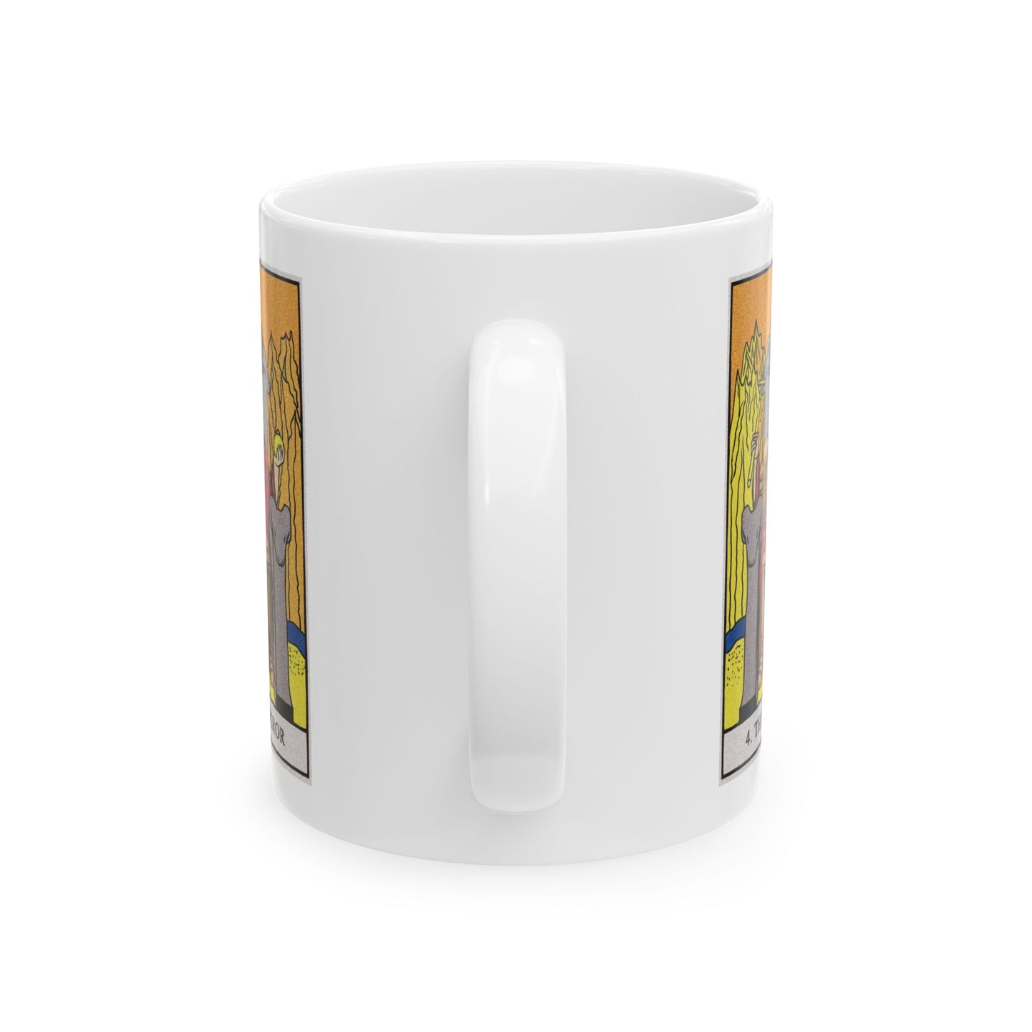 The Emperor Tarot Card Coffee Mug - Double Sided Print, White Ceramic, 11oz by TheGlassyLass.com