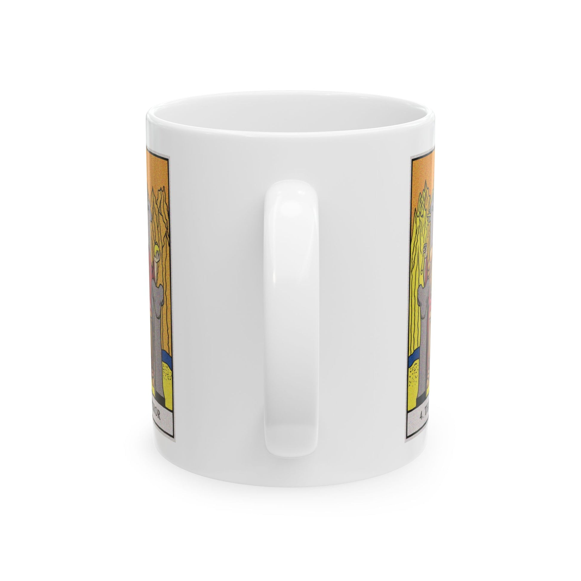 The Emperor Tarot Card Coffee Mug - Double Sided Print, White Ceramic, 11oz by TheGlassyLass.com