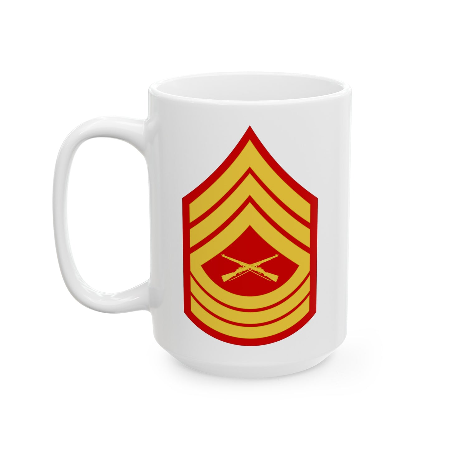 United States Marine Corps Master Sergeant (E-8) Chevron Coffee Mug - Double Sided White Ceramic 15oz - by TheGlassyLass.com