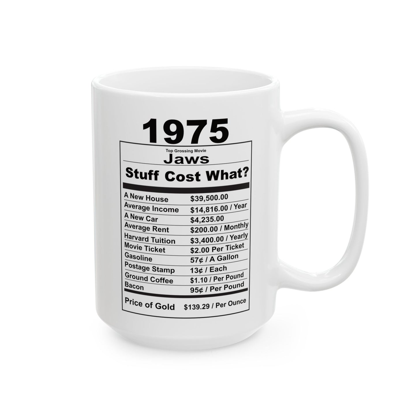 Keepin it Real Since 1975 Coffee Mug - Double Sided Print, White Ceramic, 15oz by TheGlassyLass.com