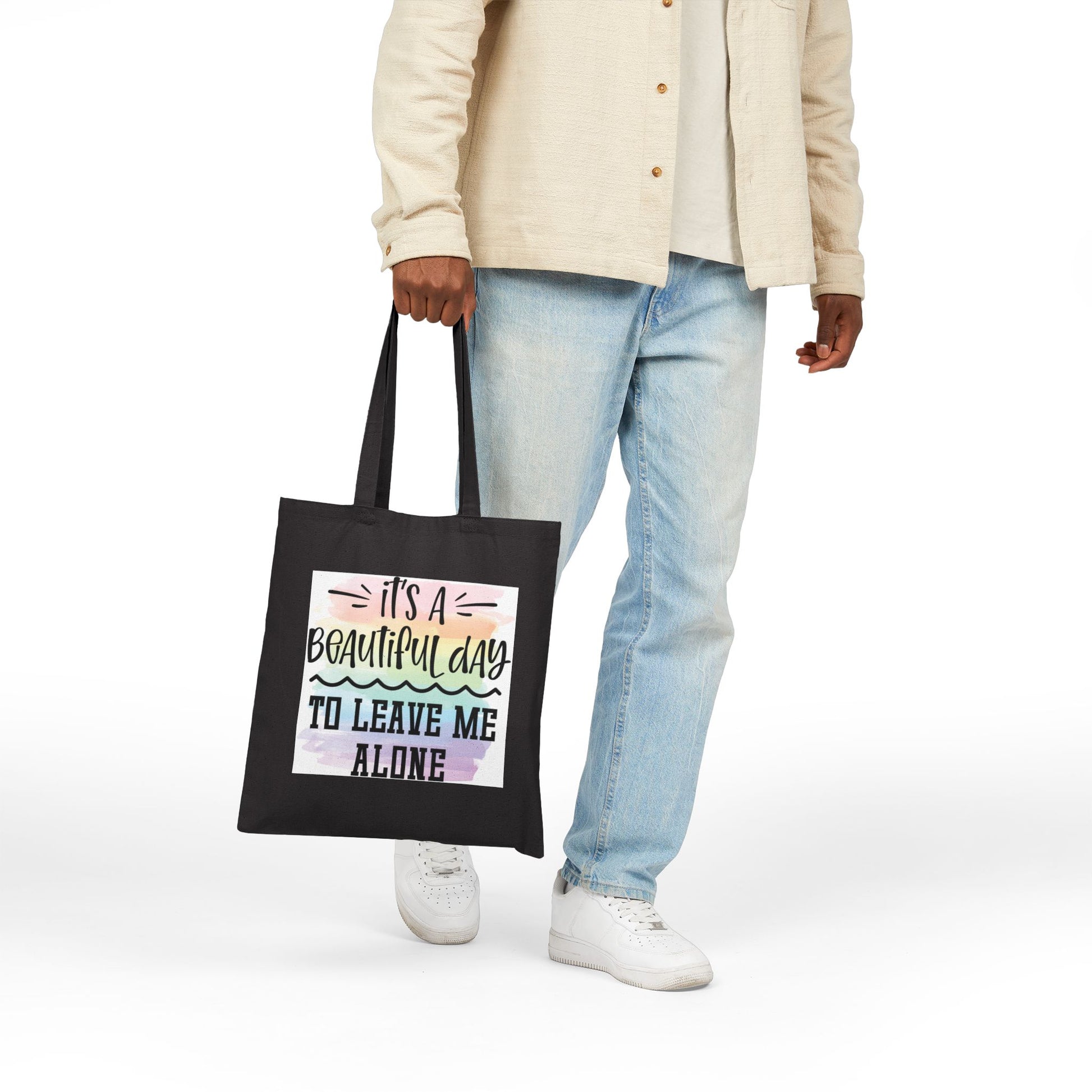 Leave Me Alone Logo Tote Bag - Heavyweight 100% Cotton Canvas by TheGlassyLass.com