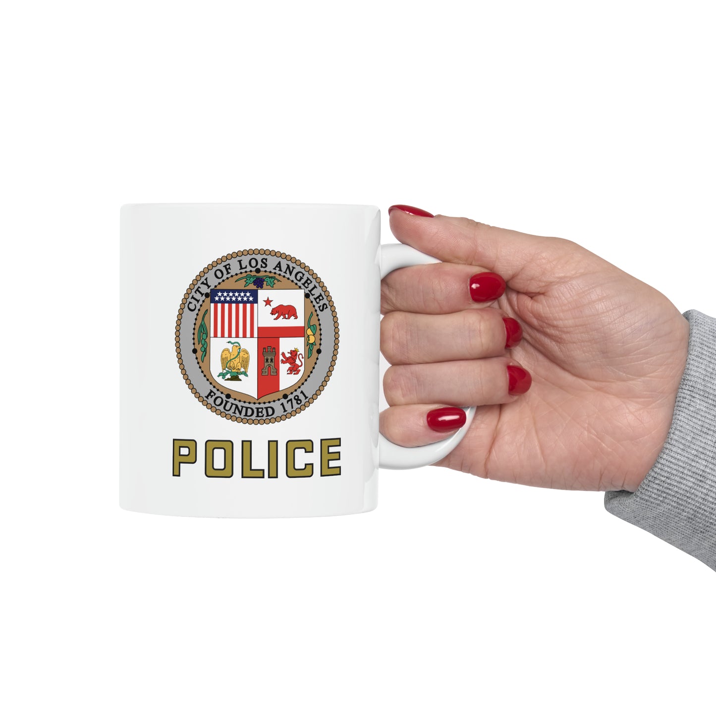 LAPD Coffee Mug - Double Sided White Ceramic 11oz by TheGlassyLass.com