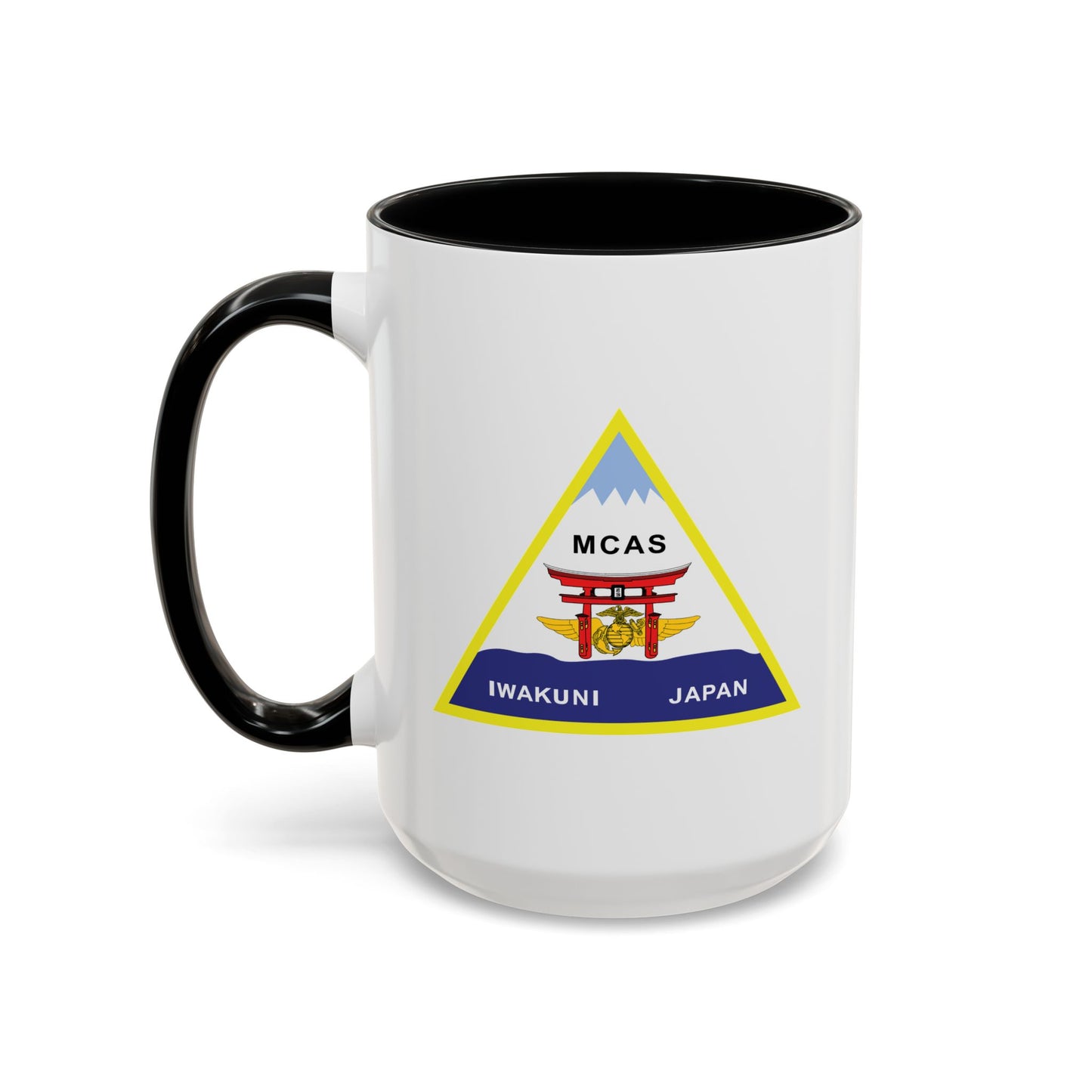 Marine Corps Air Station Iwakuni Japan Coffee Mug - Double Sided Black Accent White Ceramic 15oz by TheGlassyLass.com