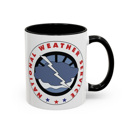 National Weather Service Coffee Mug - Double Sided Print, Black Accent White Ceramic, 11oz by TheGlassyLass.com