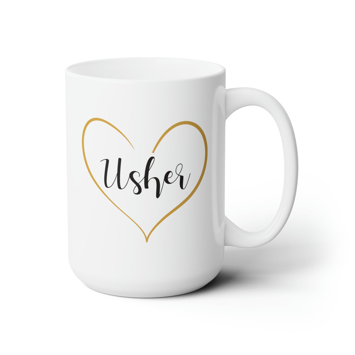 Usher Coffee Mug - Double Sided White Ceramic 15oz - by TheGlassyLass.com